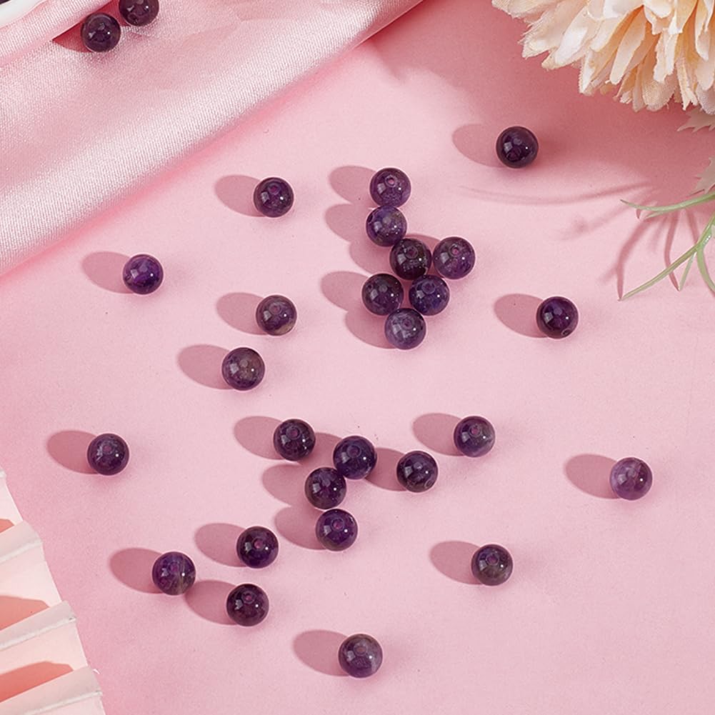 1 Box 6MM 120PCS Natural Amethyst Round Beads with Hole Purple Gemstone Crystal Chakra Reiki Power Energy Loose Spacer Charm Bead Bulk for Jewelry Making Earrings Bracelets DIY Craft Supply - Image 7