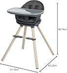 Maxi-Cosi Moa 8-in-1 High Chair, removable kitchen booster, converts to stool, table and chair, easy to clean, Beyond Graphite