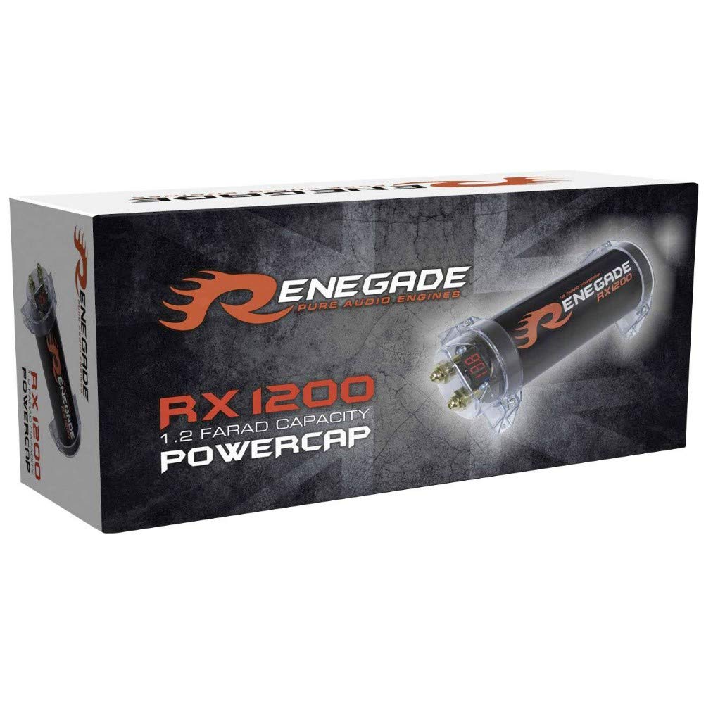 RENEGADE RX1200 Power Cap condensateur Audio 1,2 Farad pour systèmes jusqu'à 1200 Watts rms 1 2 3 4 5 10 condensateur Voiture spl Noir, 1 pièce