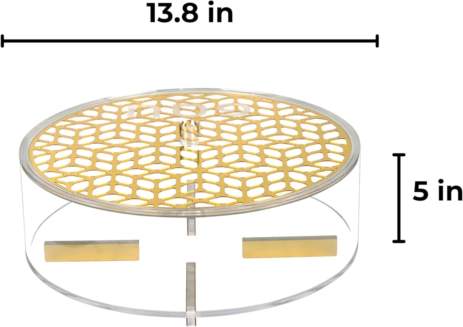 Lucite and Laser Cut Round Matzah Box - Elegant Passover Matzah Holder with Gold Accent - Pesach Serveware - Jewish Holiday Table Decor (Gold)