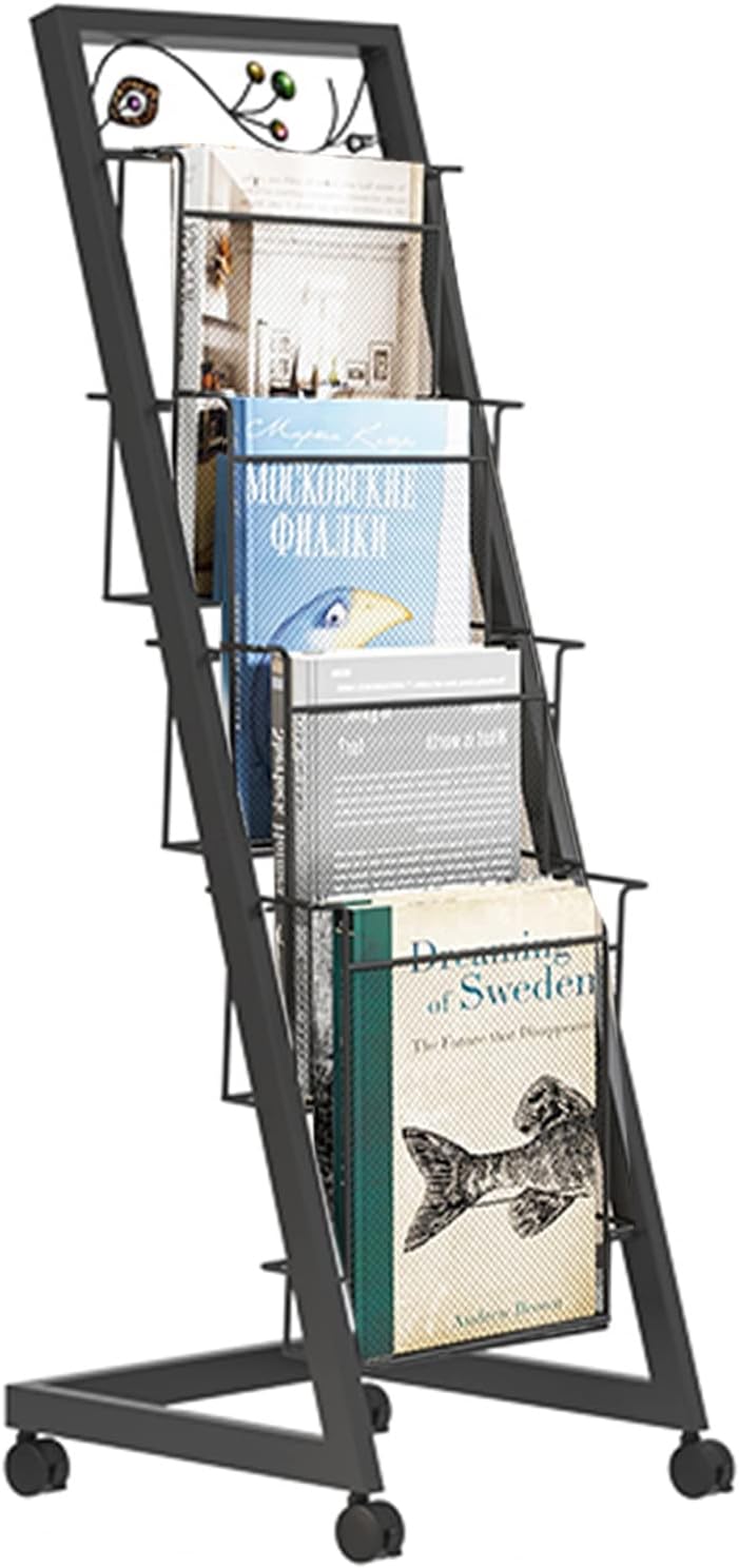 Newspaper Racks Floor Standing Magazine Holder Stand, 4 Tier Exhibition Leaflet Display St