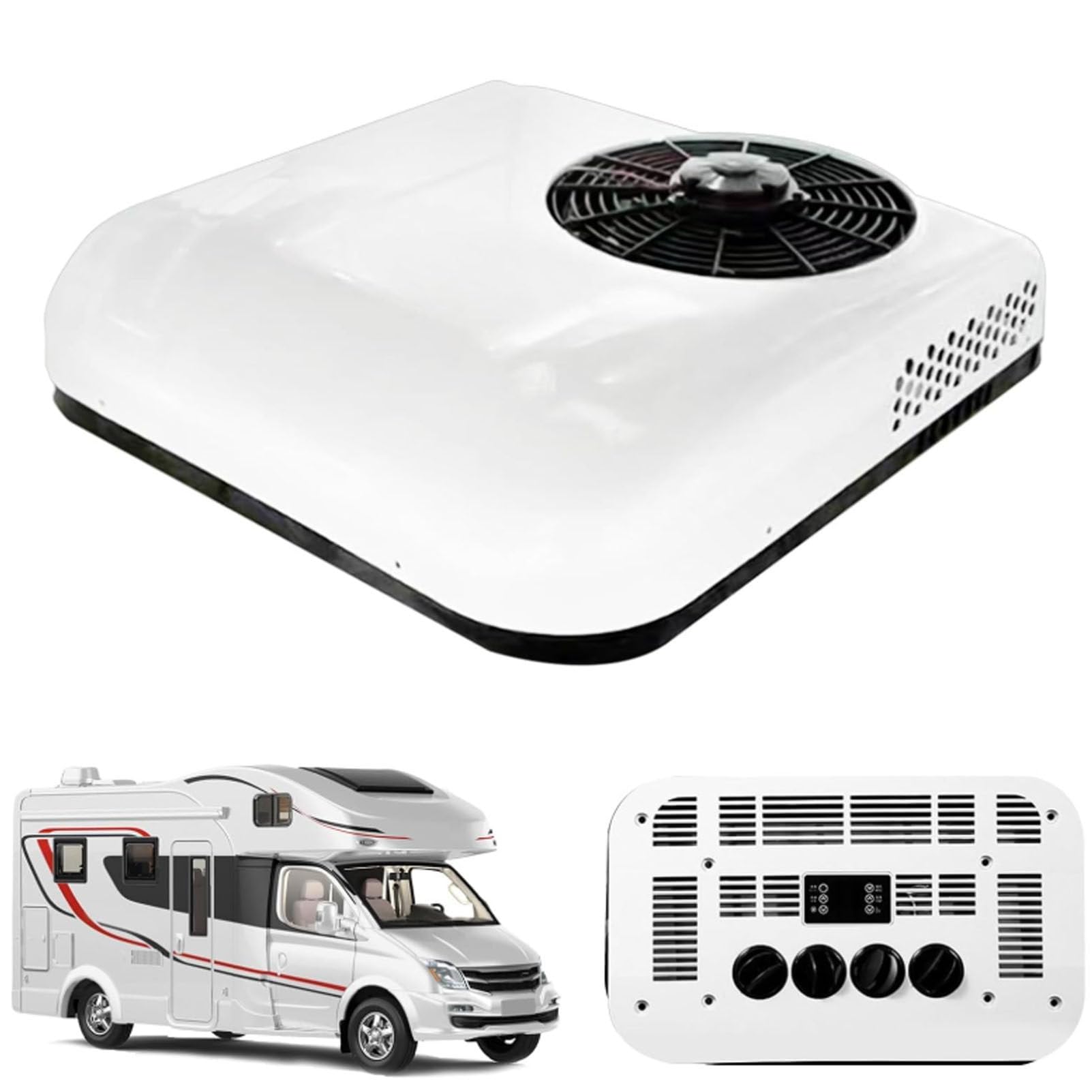Cashwise RV AC Unit, Air Conditioner Electric Parking DC Air Conditioner Only Cooling for Rooftop, Motorhome, Camper Van, Truck, Excavator, Off-Road Vehicle 12V