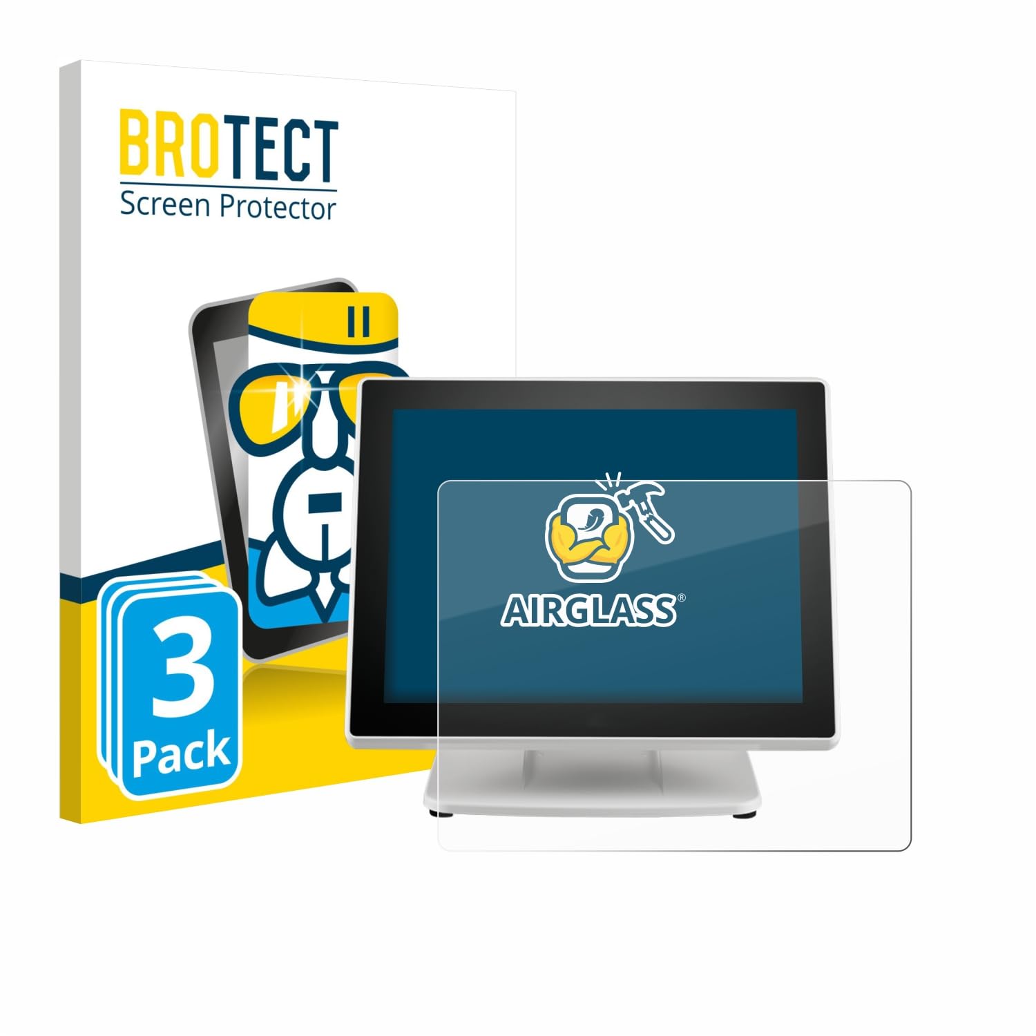 BROTECT 3 Unidades Lámina Cristales para Posiflex PS-3615-G2 | Transparente Protección Pantalla Made in Germany, Dureza 9H Anti-Arañazos Protector Cristal
