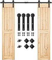Vista 13 de SMARTSTANDARD Kit de herrajes para puerta corrediza de granero de doble puerta resistente de 5 pies, suave y silencioso, fácil de instalar, incluye