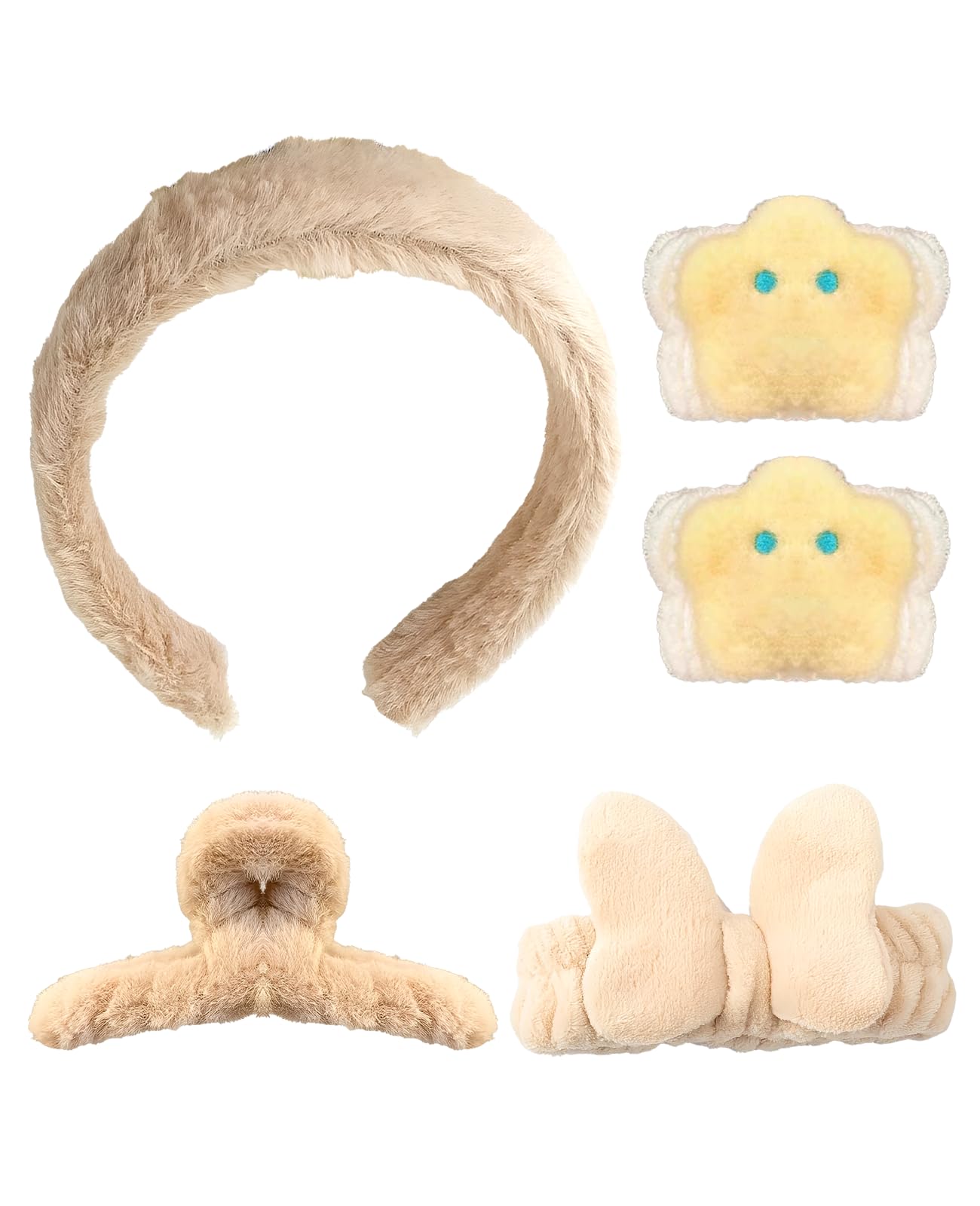 5 Pcs Headband for Washing Face Set, Makeup Elastic Skincare Headbands Wrist Wash Bands Hair Clip for Women