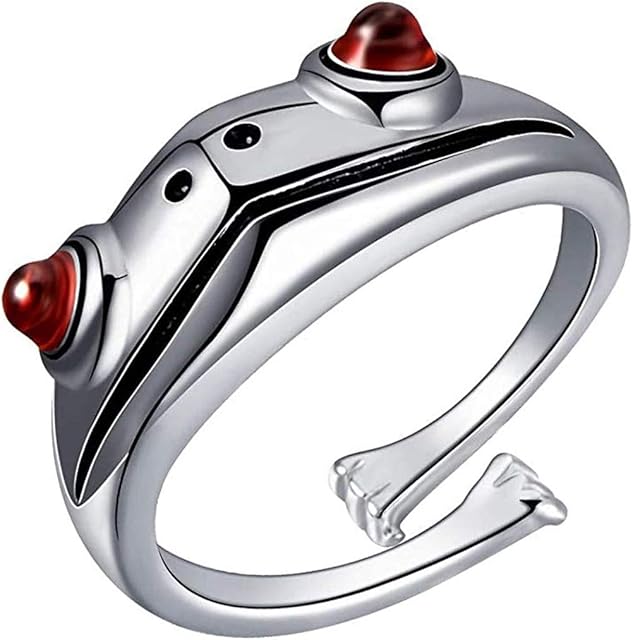BUUKAAI Silver Frog Animal Ring for Women Vintage Cute Animal Finger Ring S925 Fashion Party Jewelry Gifts