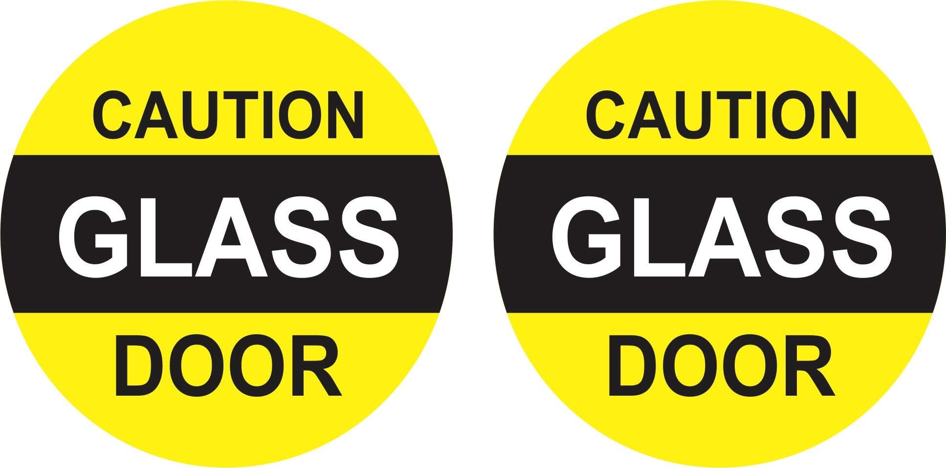 ZEDEF Caution Glass Door Self Adhesive Sticker - UV Protected PVC Vinyl die Cut Decals 10 cm x 10 cm Dimension