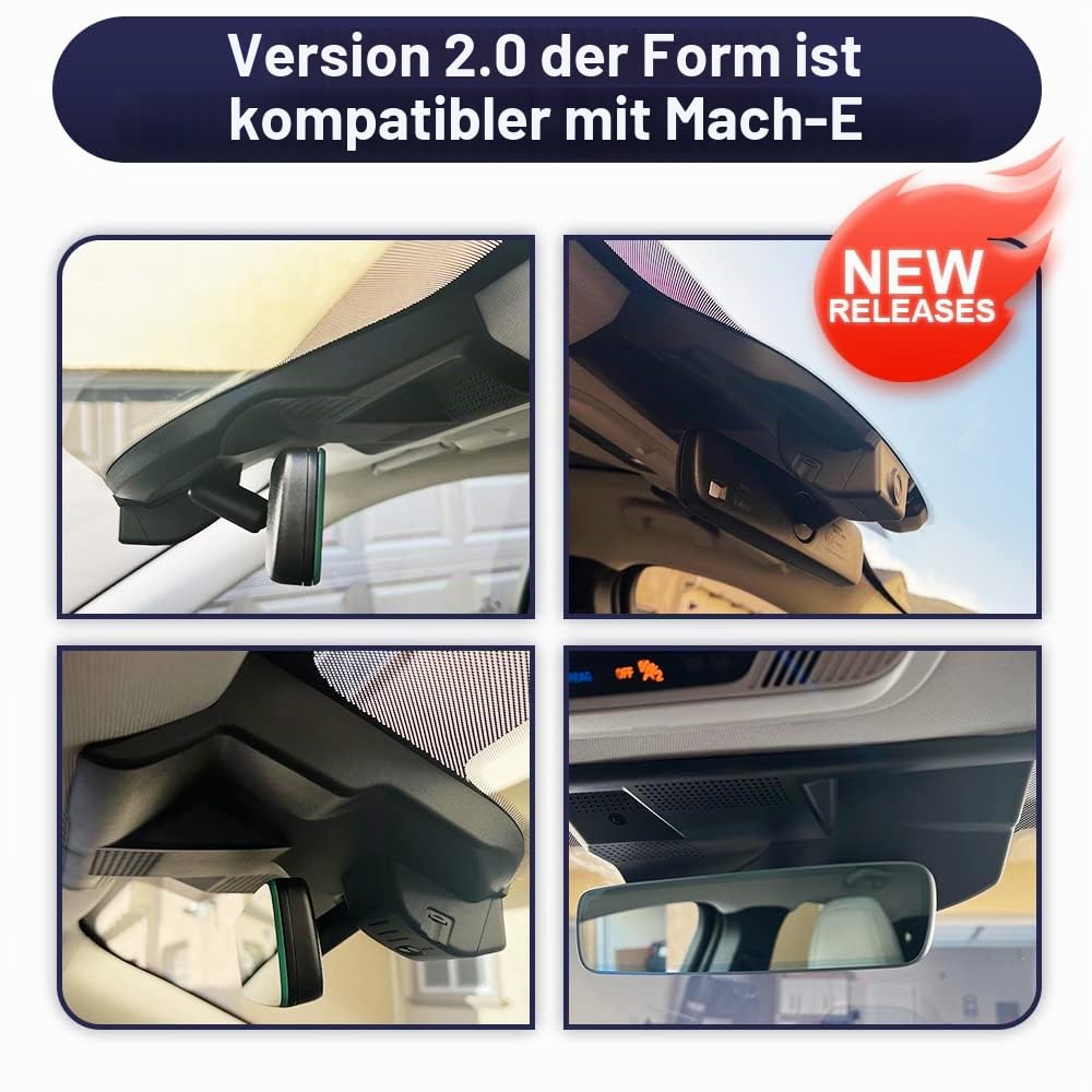 Fitcamx 4K Dashcam kompatibel mit Ford Mustang Mach-E 2021-2025 GT Select Premium, integrierter OEM Dash Cam, UHD 2160P Video, WLAN & APP, Loop-Aufnahm, G-Sensor, Plug & Play, 64-GB-Karte