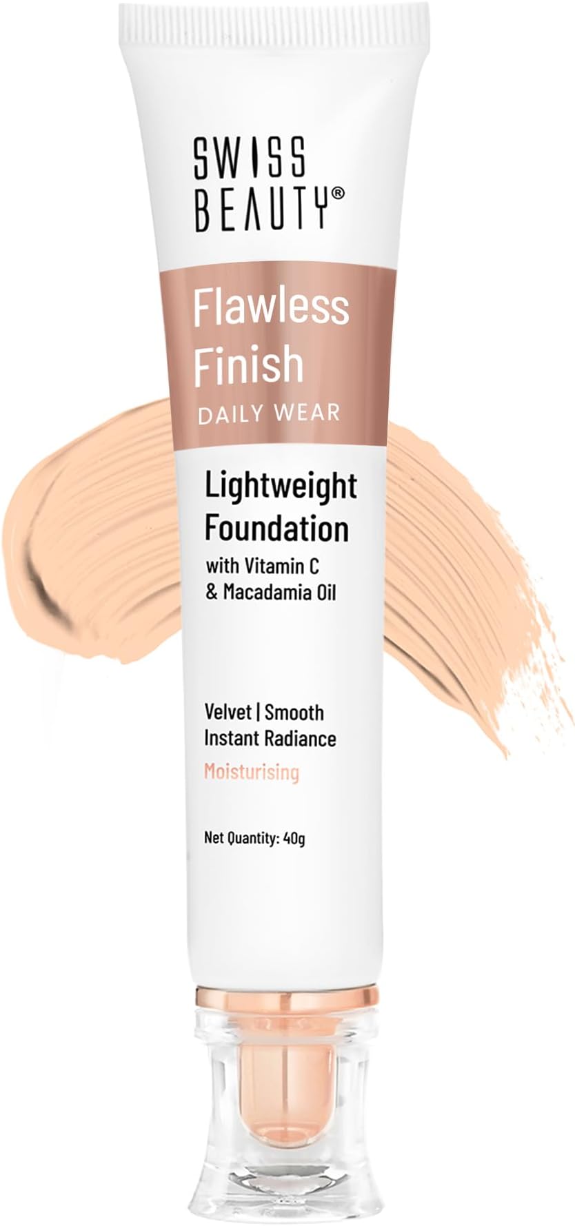 Swiss Beauty Flawless Finish Foundation | Medium Coverage | Lightweight |Oil-Free Formula |Radiant Finish | Shade - 03 Natural Beige, 40gm