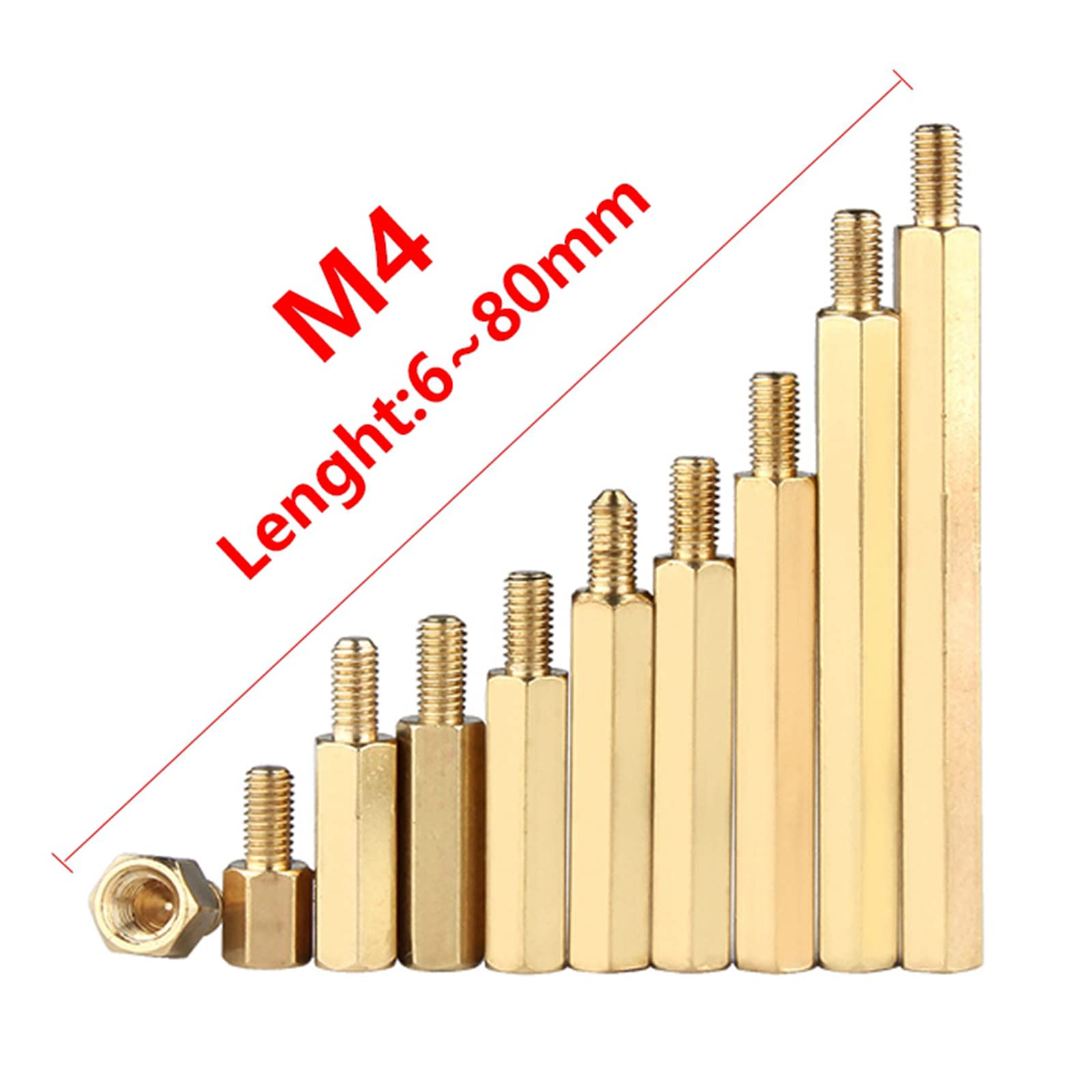 M4 Stecker Auf Buchse – Messing Säulen Abstandhalter, Sechskantsäule Bolzen, 6 Mm