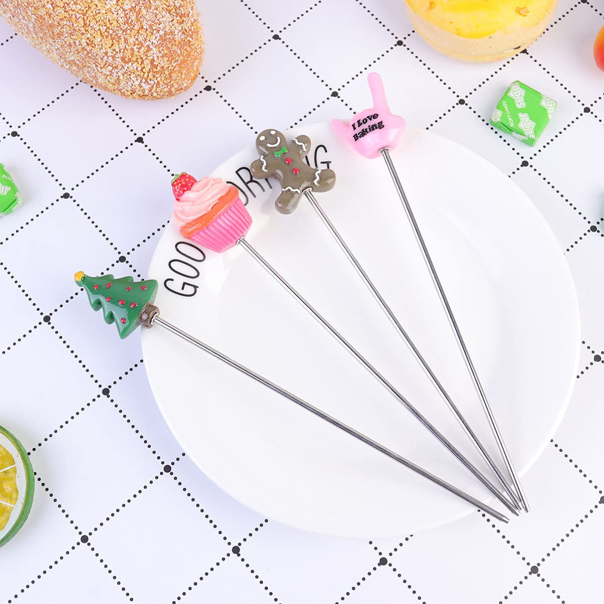 Cabilock 3 Series Agujas De Prueba para Pastel Herramienta De Hornear para Bizcochos Muffins Y Cupcakes De Pastel De Mano Árbol De Navidad Y Muñeco 4 Piezas X 3