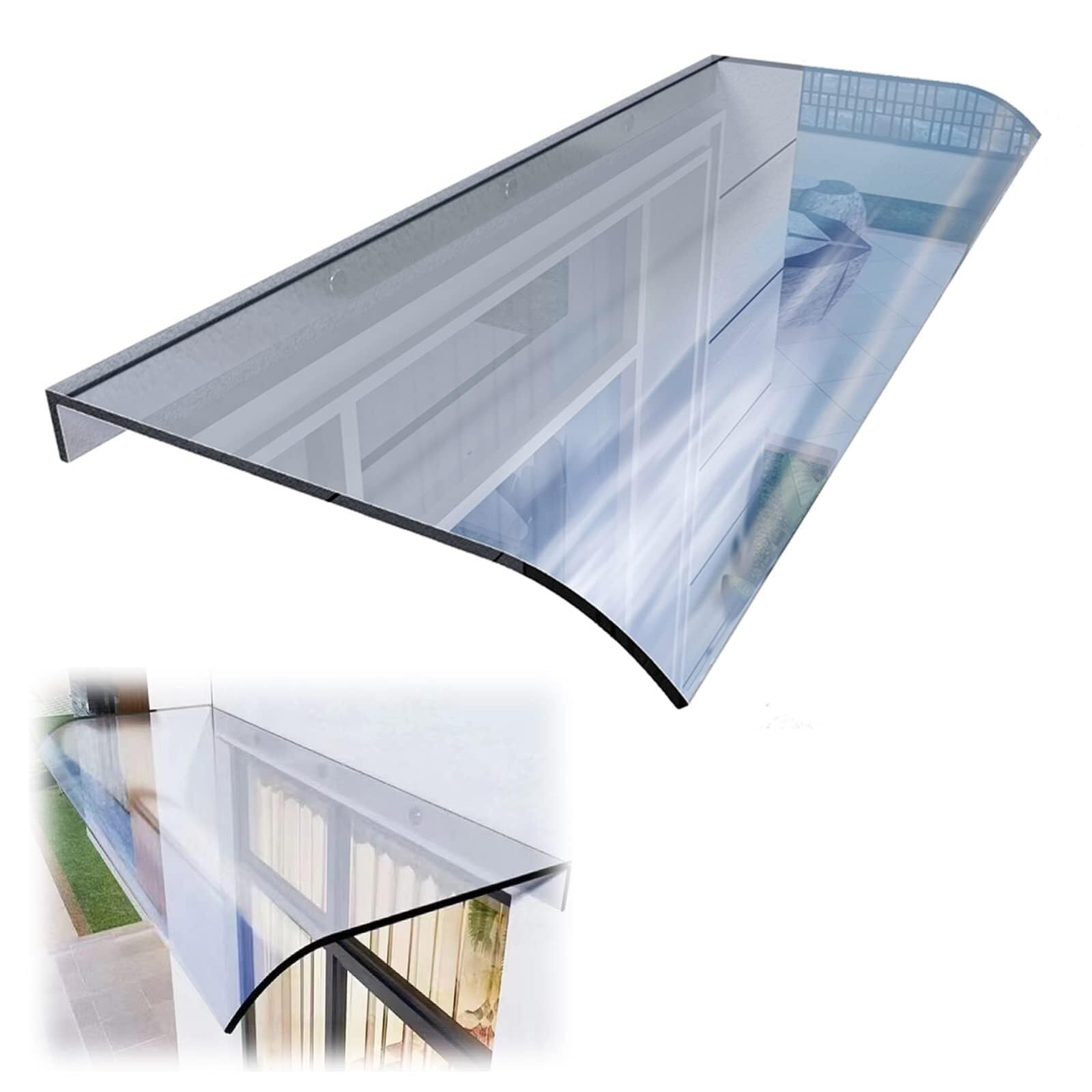 Auvent de terrasse transparent en polycarbonate pour jardin de 80 x 50 cm