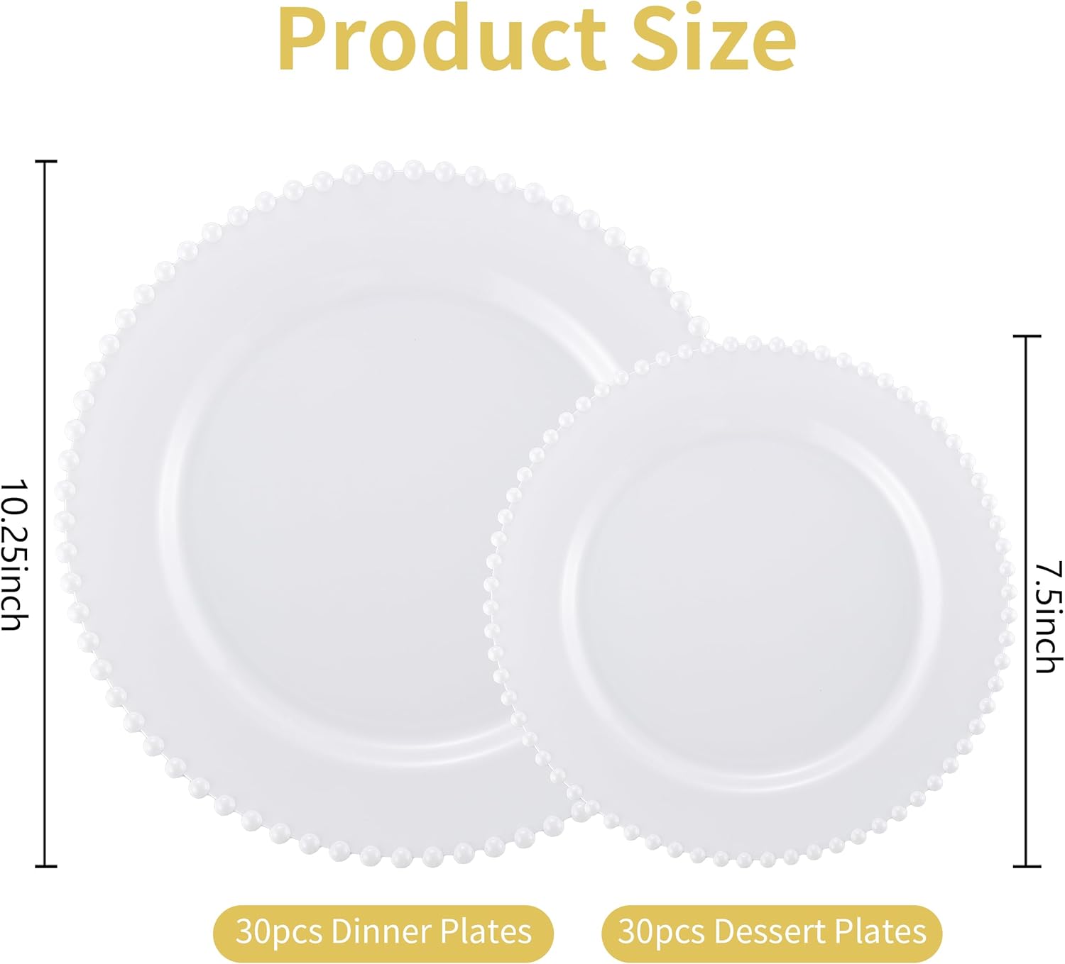 80pcs White Plastic Plates, Heavy Duty White Party Plates, 40 Dinner and 40 Dessert Plate for Baby Shower, Wedding, Deaded Disposable Plate