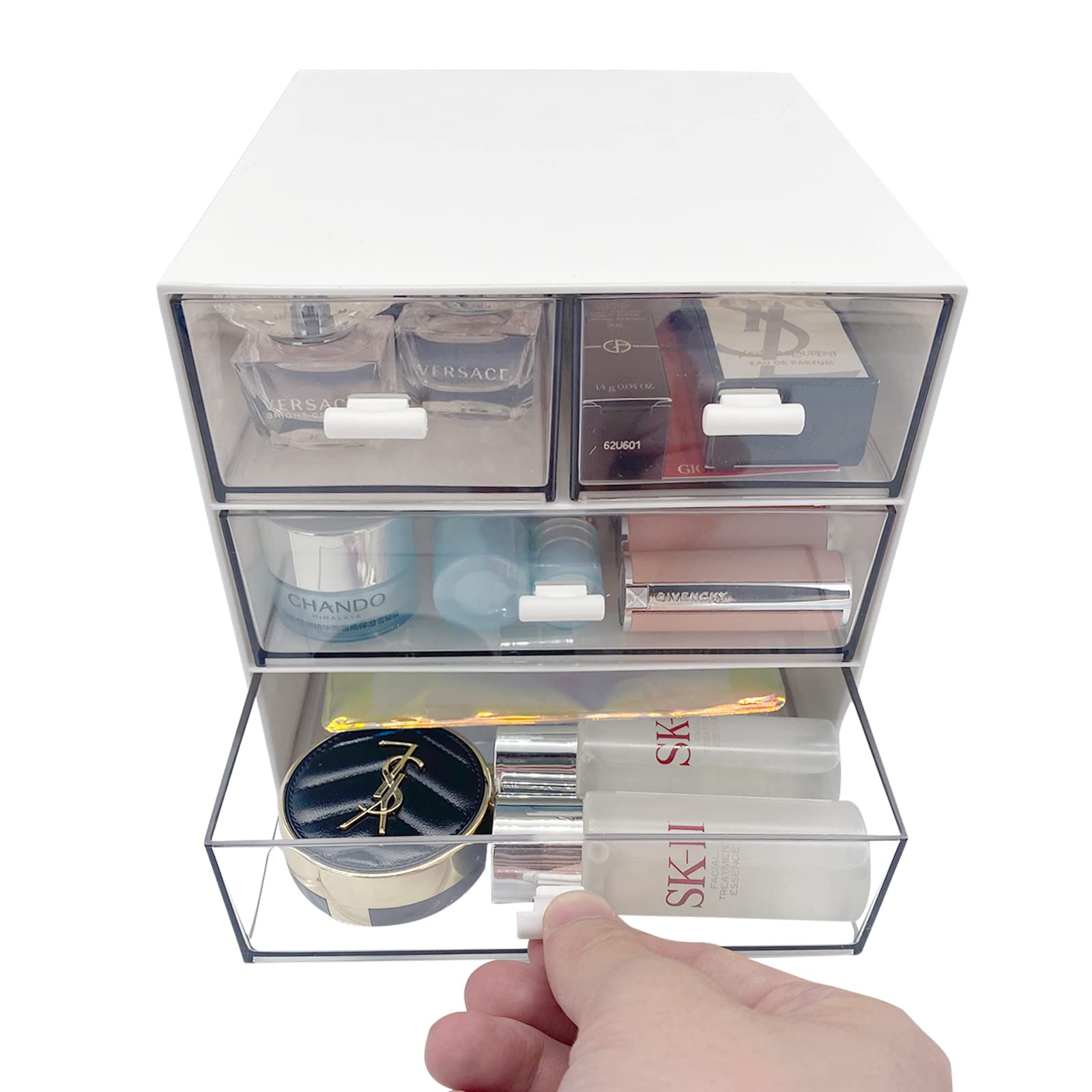 Marknor Makeup Organizer, Desk Organizer with 4 Drawers, Sundries Storageï¼ŒVanity Organizer, Cosmetic Storage Organizer, Desk Storage Box, Bathroom Counter or Dresser, White QBH-4CT-1