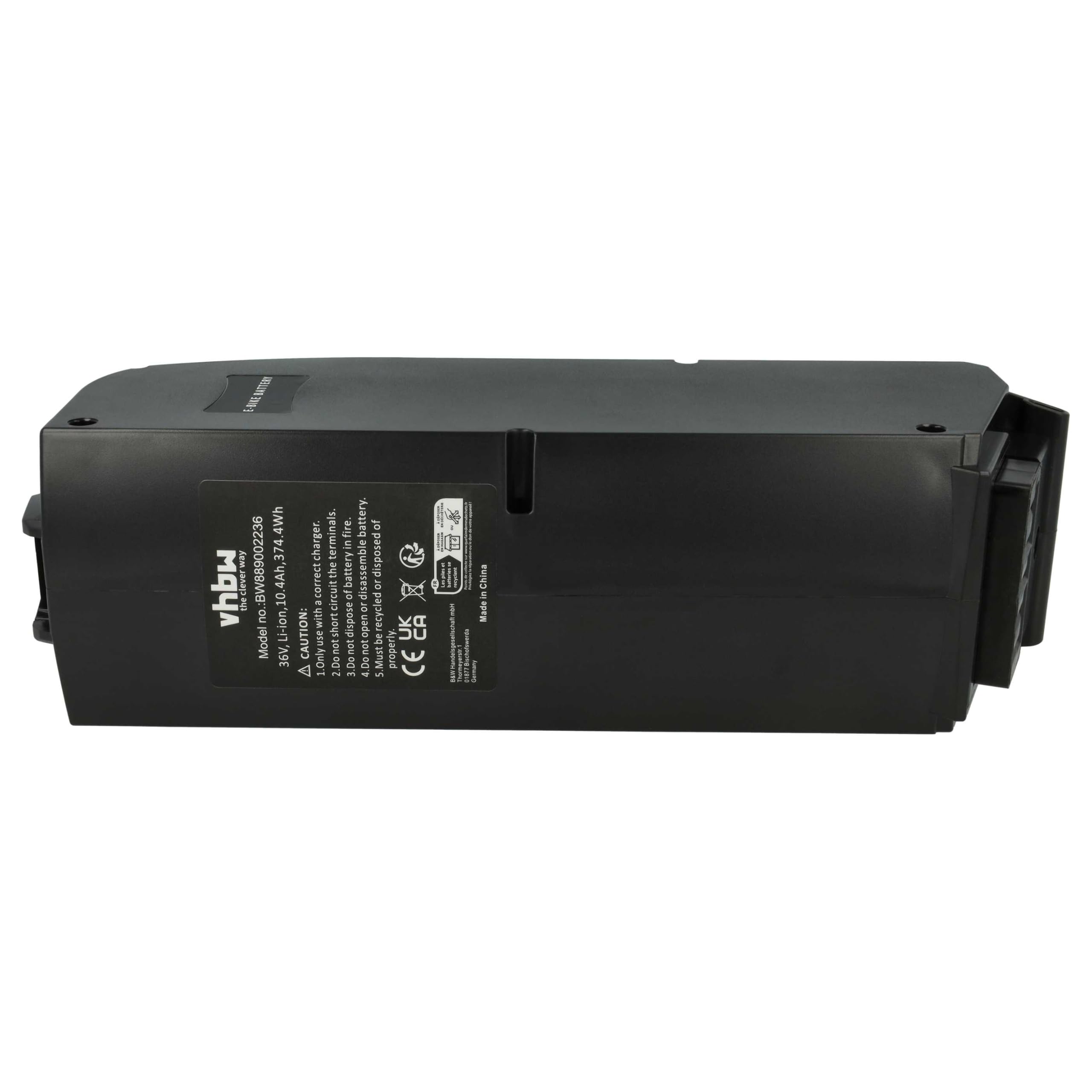 vhbw Akumulator kompatybilny z Bosch Classic Line 1 270 020 503, 1 270 020 505, 1 270 020 504 rower elektryczny (10,4 Ah, 36 V, litowo-jonowy) - czarny