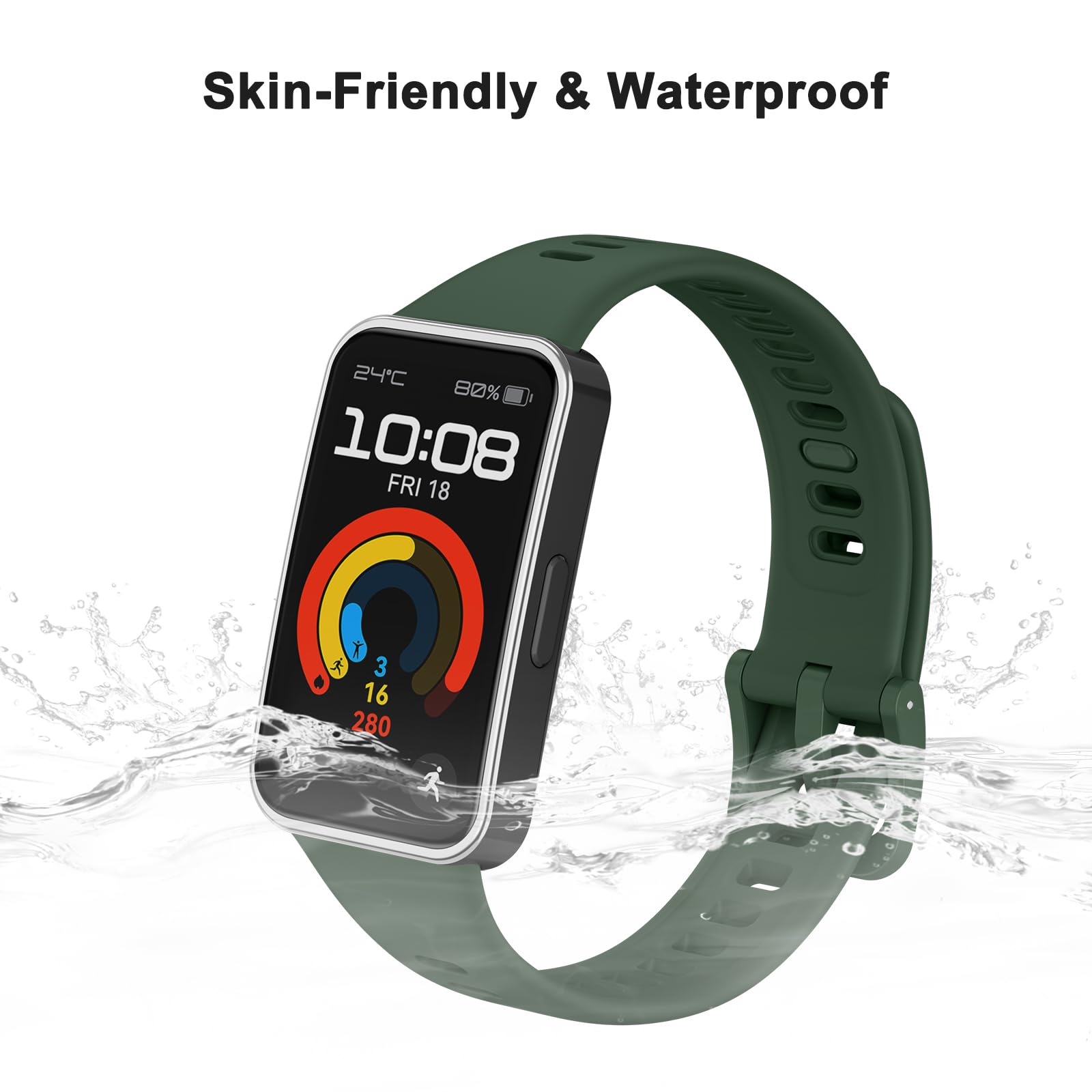 Amzpas 3 sztuki bransoletek do Huawei Band 9 / Huawei Band 8, dla kobiet i mężczyzn, silikonowe, sportowe paski zastępcze, do Huawei Band 9/8, 3 sztuki