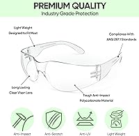 Vista 4 de TICONN Gafas de seguridad transparentes para hombres, gafas protectoras resistentes a los arañazos y impactos, cumplen con la norma ANSI Z87.1