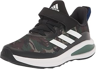 adidas Fortarun Running Shoe, Black/White/Green Oxide (Elastic), 11 US Unisex Little Kid