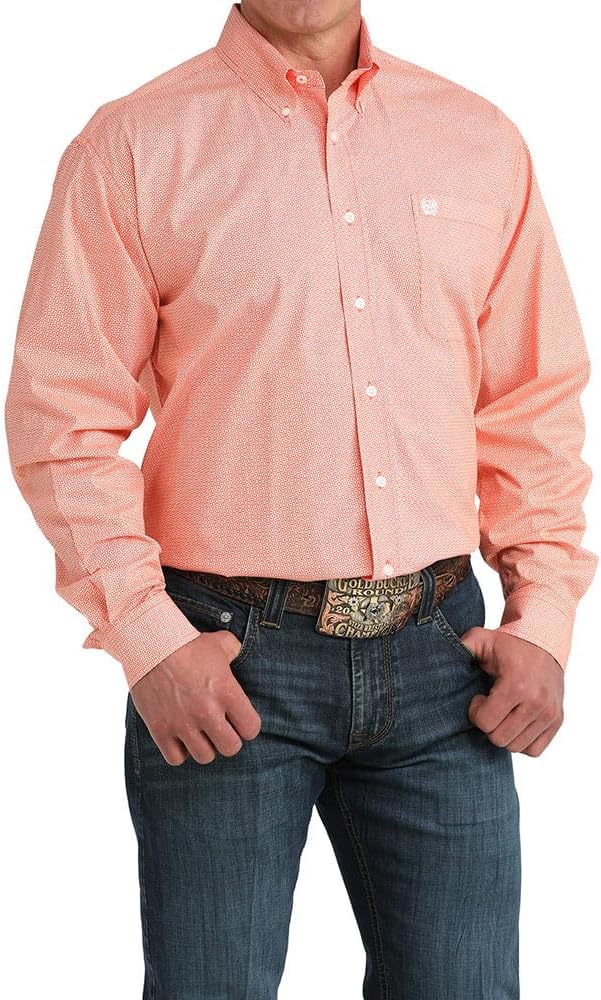 Cinch Men's White Geo Print Shirt