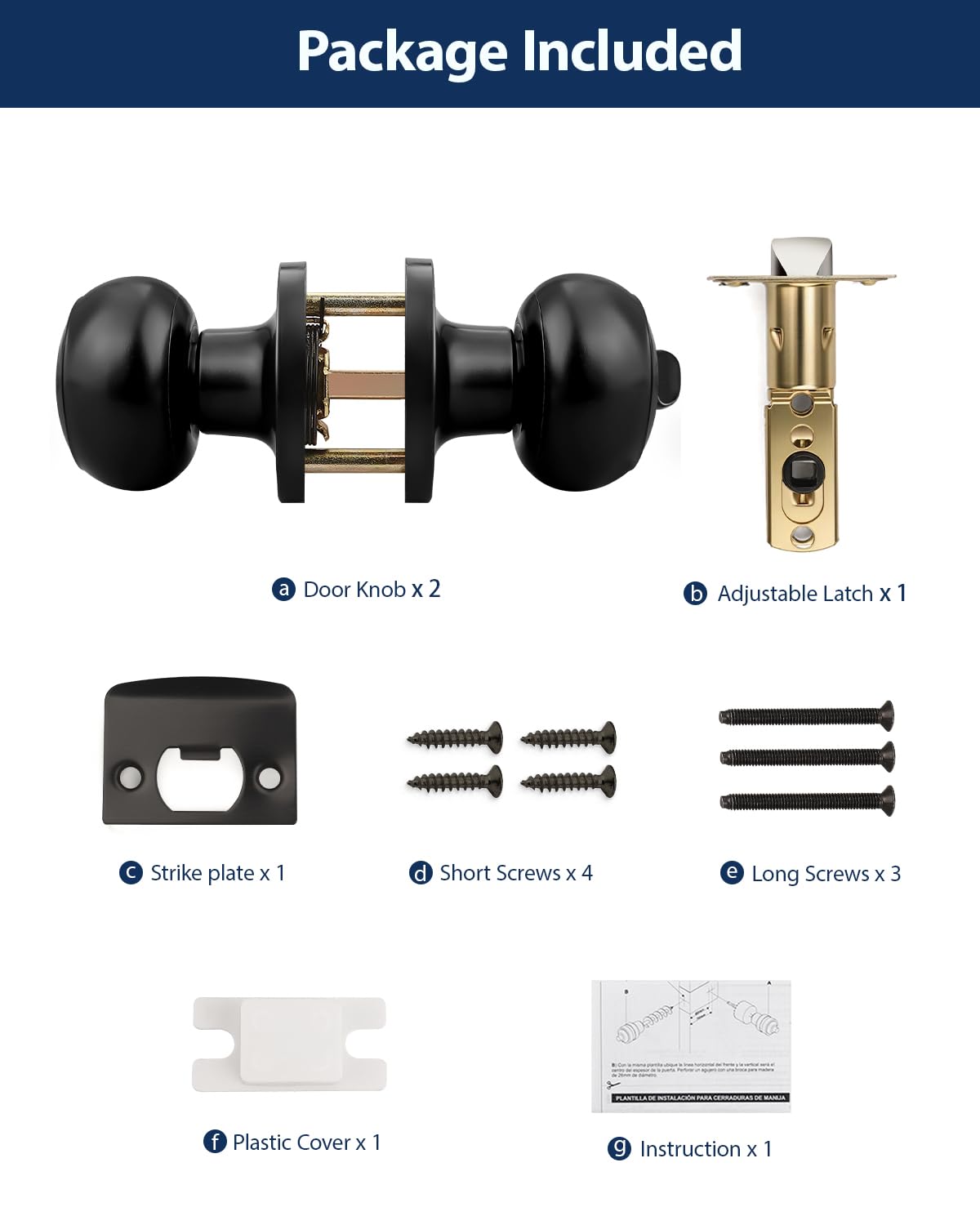 Matte Black Door Knobs - Keyless Privacy Locks -7