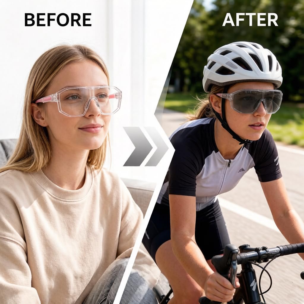 Fotocromatici Occhiali Da Ciclismo Sportivi Donne Uomini MTB Trasparenti Lenti Bici Bicicletta UV400