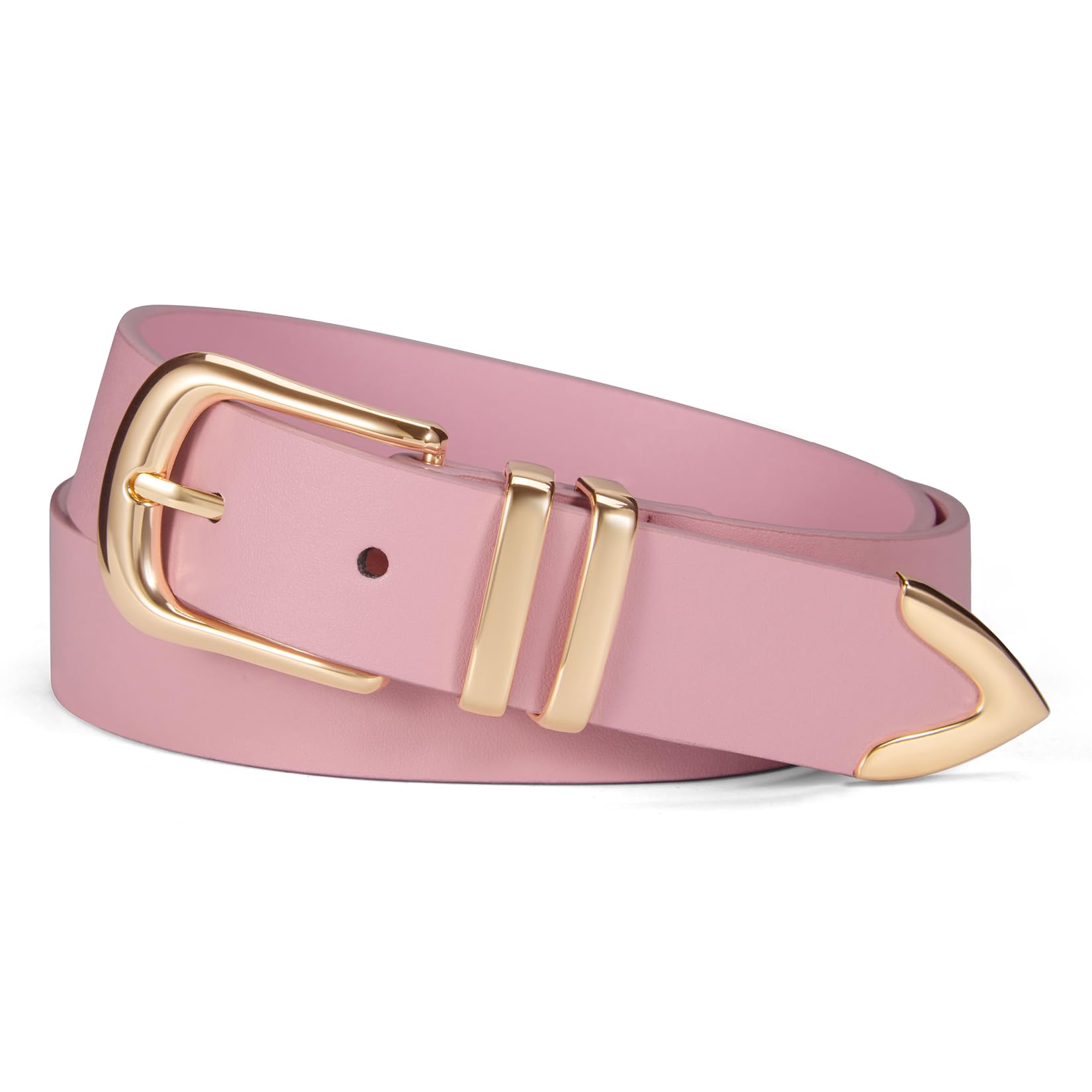 VATAN Women Leather Belt for Jeans Dresses Pants Fashion Ladies Casual Waist Belt with Gold Buckle
