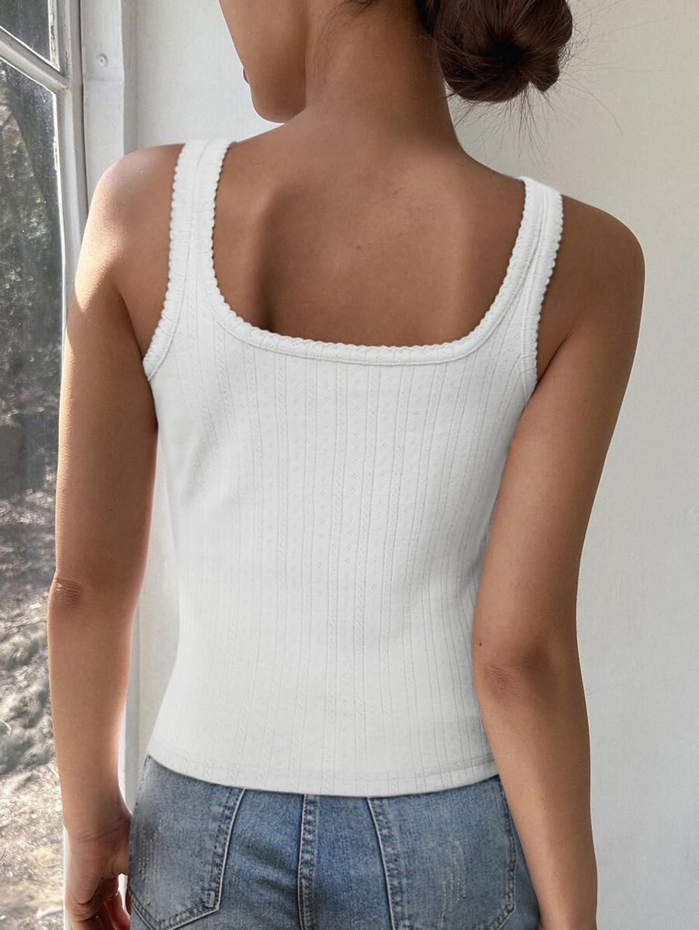 Women's Button Down Sexy Camisole Crop Tank Tops Scoop Neck Slim Shirts 2026 Summer Trendy Casual Work Outfits - Image 6