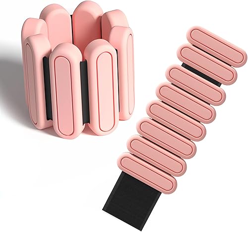 Pesas ajustables para muñeca y tobillo para hombres y mujeres, juego de 2 (1 libra cada uno), brazaletes de silicona, pesas de resistencia al