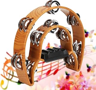 Pandeiro de Igreja de Fileira Dupla de Pandeiro, Pandeiros de Igreja para Adultos Pandeiro de Meia Lua de Fileira Dupla Sino de Metal ABS Alça Compacta Com Punho Ergonômico