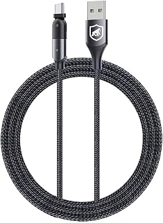 Cabo USB-C (Tipo C) para Tipo C - Rotação de 180º - Comprimento de 1,2m - Cabo reforçado com nylon trançado e liga de alumínio, Certificação FCC, CE, UL e ROHS - Preto - Tank Gear - Gshield