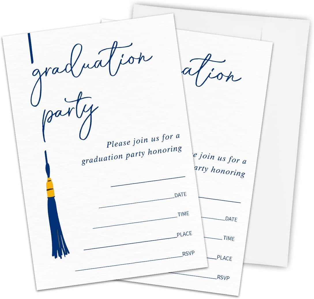 Graduation Invitation Cards With 20 Envelopes - Minimalism Tassel Graduation Invitations, 2026 Grad Party Announcement Invites For High School, University Celebration Party Favor & Supplies - A13
