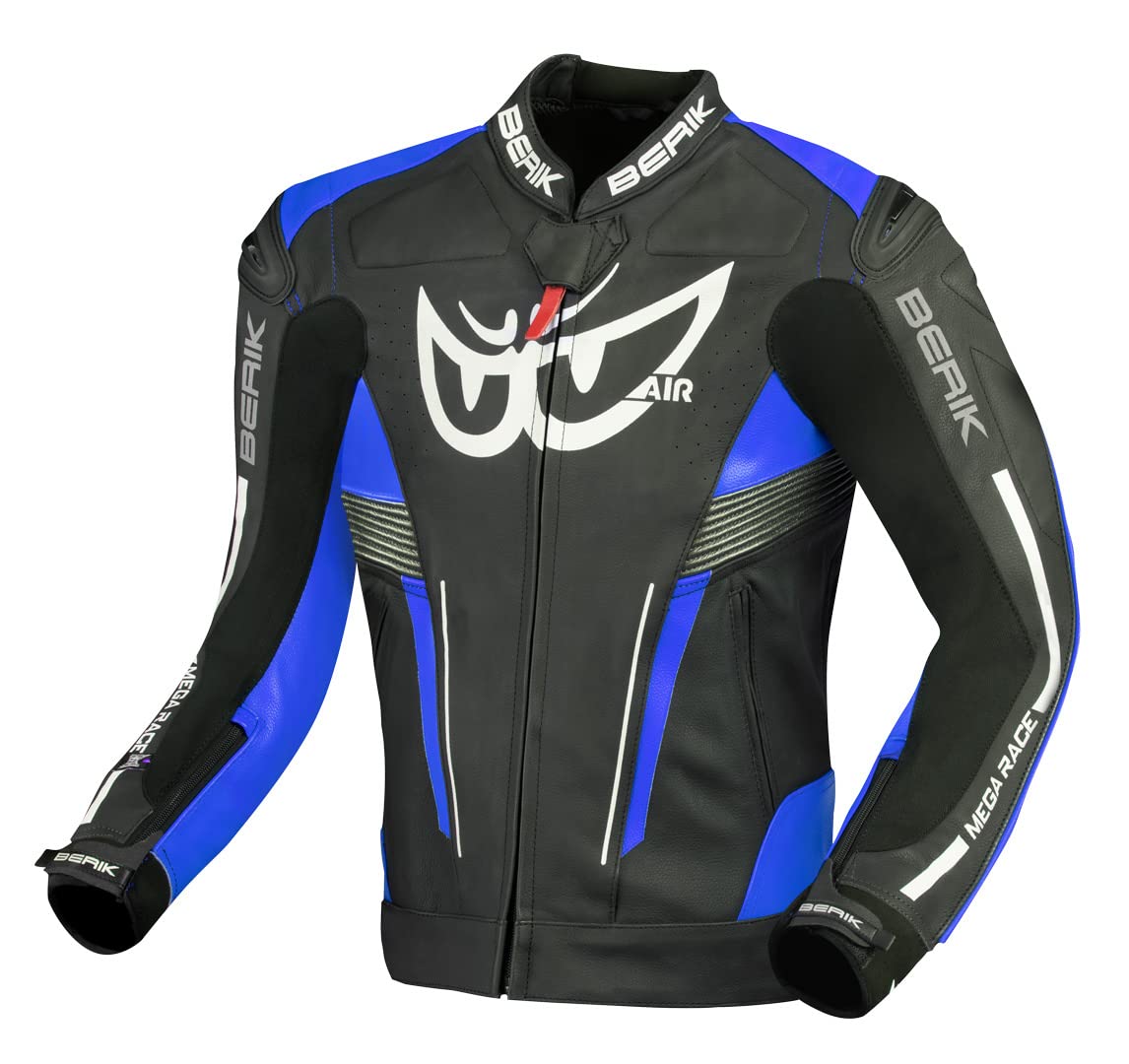 Berik Air-​B Giacca in Pelle da Moto, Nero/​Blu, 54