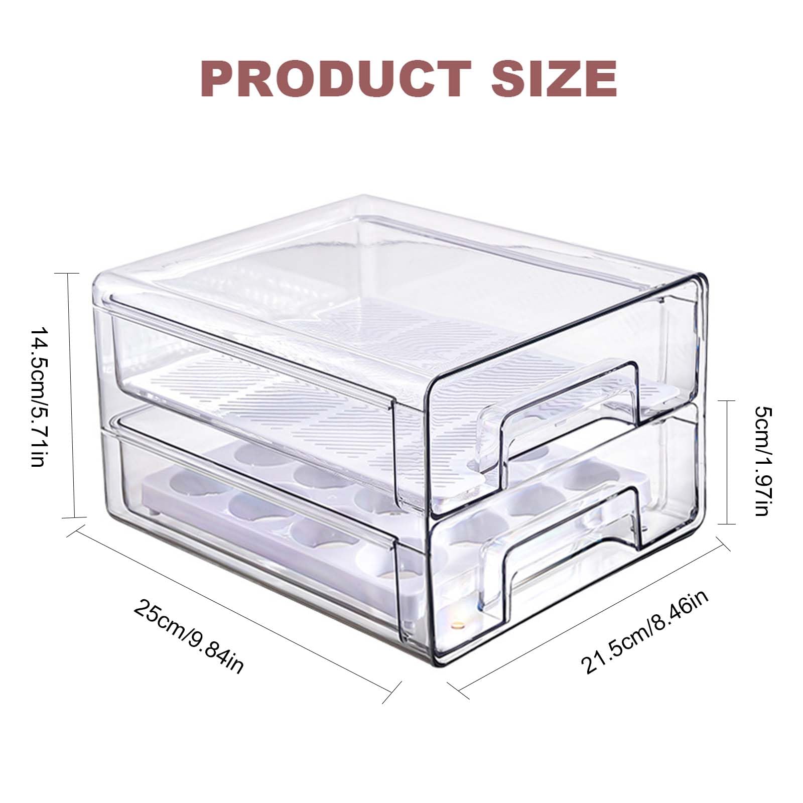 Kühlschrank Organizer Schublade 1 Stück, Doppelschichtige Fridge Organizer Stapelbar und Wiederverwendbar, Speisekammer Durchsichtig für Wurst, Küche, Gefrierschrank und Vorratsschrank Organizer