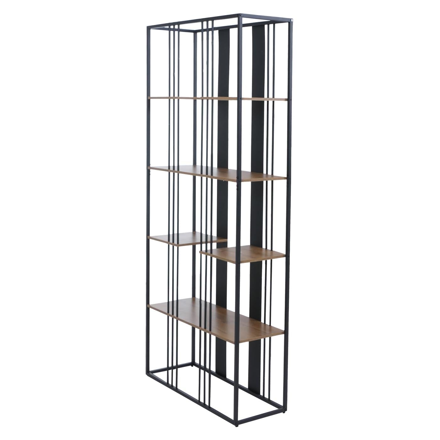 Scaffale HWC-P12, libreria alta, metallo industriale melaminico certificato MVG 180x80x31cm - nero, marrone