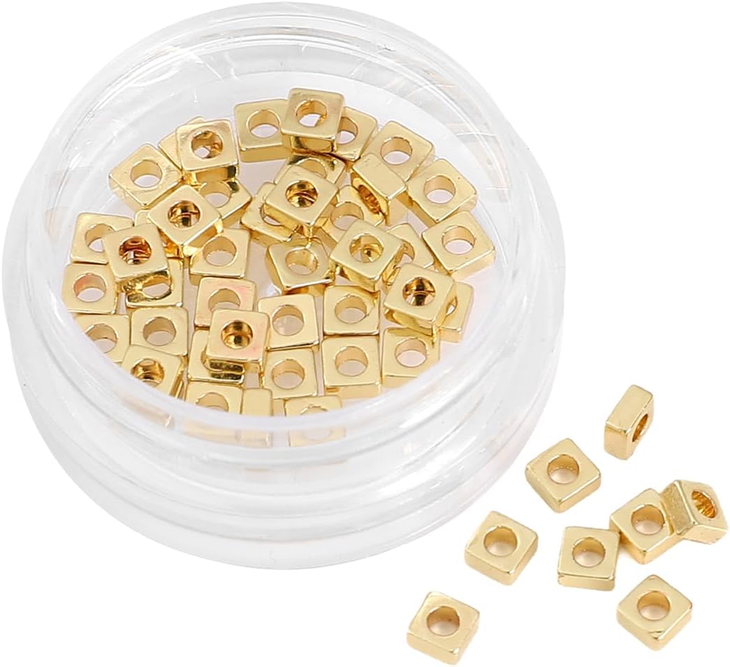 14K Gold Plated Square Spacer Beads 3x1.5mm 50pcs for Jewelry Making Findings Non Tarnish - Image 6