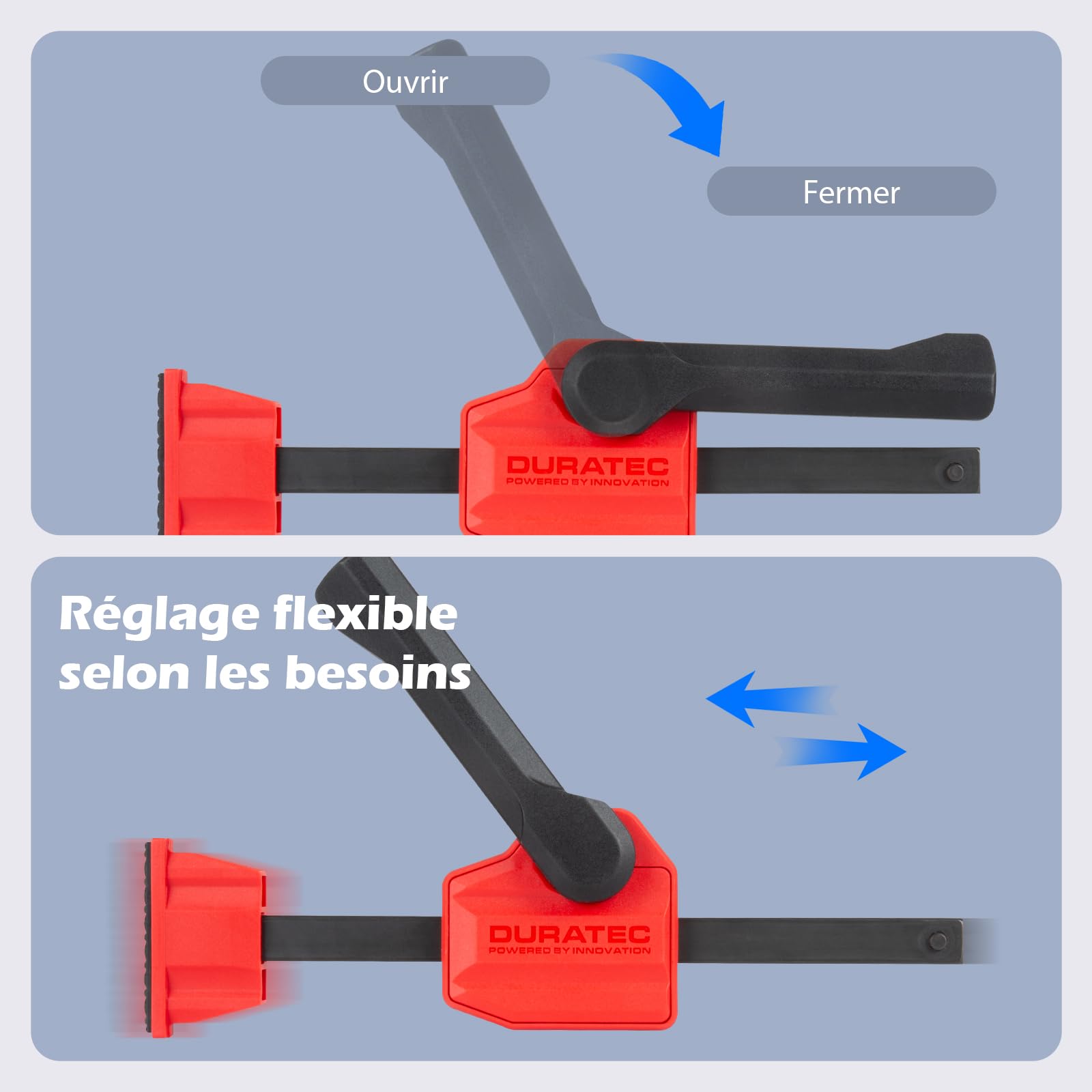 Lot de 2 pinces de serrage pour établi de table, serre-joint à serrage rapide pour établi de travail du bois, pour sculpture sur bois, fraisage, meulage, 20 mm de diamètre