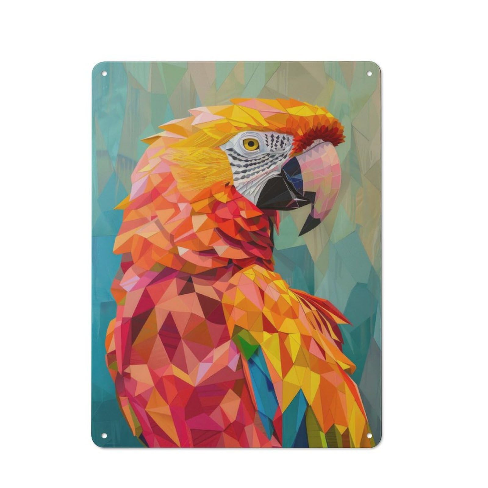 Classic Metal Sign 40x30cm Featuring Geometric Parrot, Bar Wall Plaque for Diner, Restaurant, Shed Or Kitchen