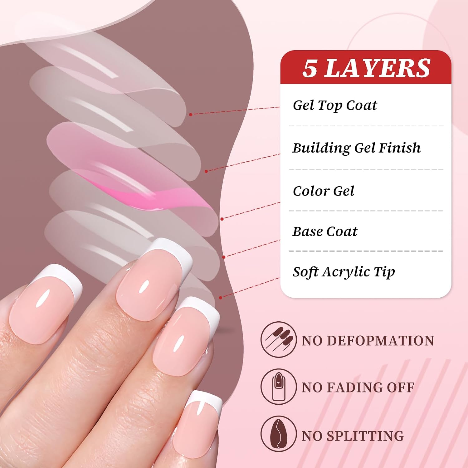 240pc Nude Pink French Press on Nails Extra Short Square Fake Nails