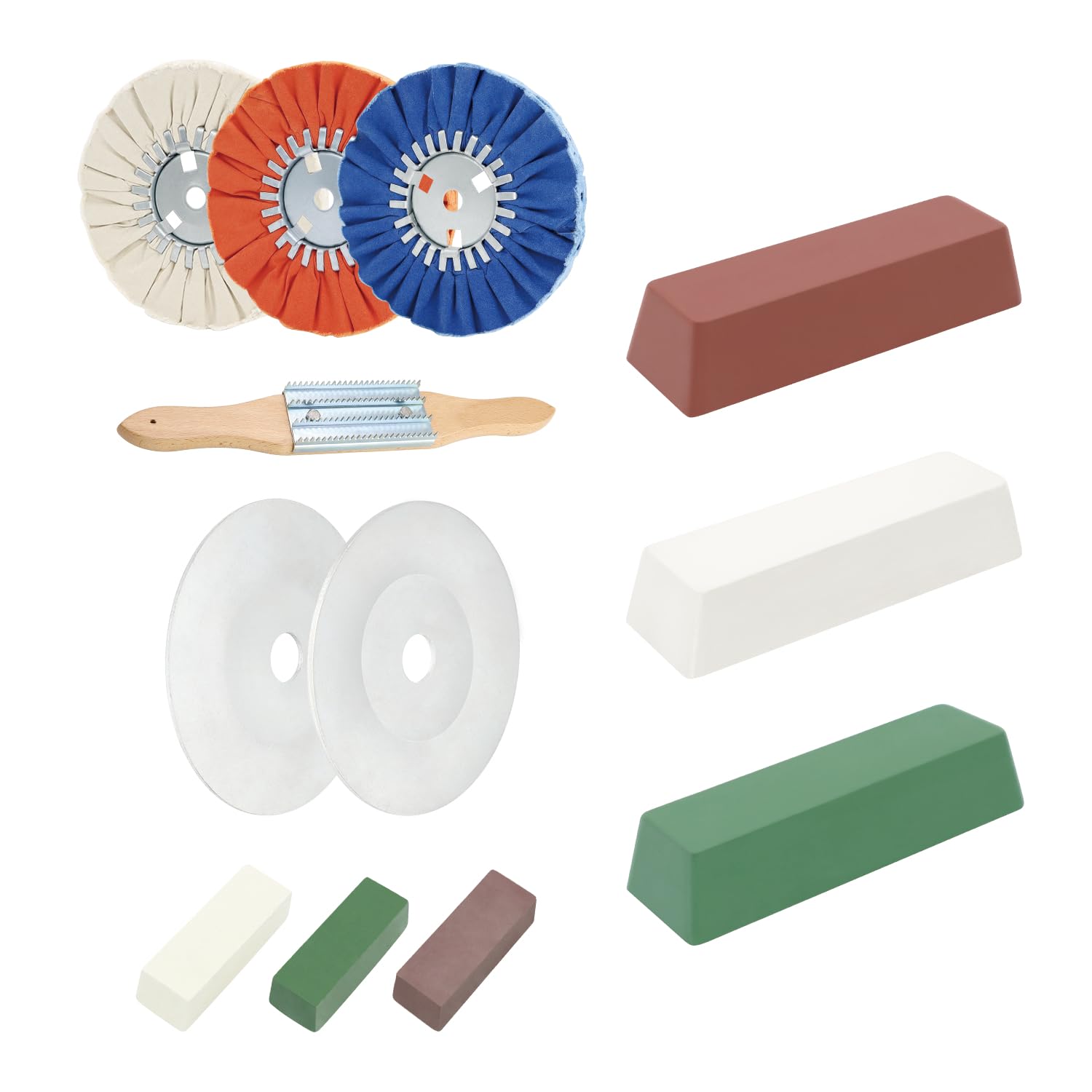 9 Pcs Airway Buffing Wheel Kit with Buffing Polishing Cutting Compounds