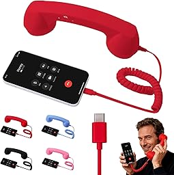 Combiné de téléphone rétro pour iPhone et Android, récepteur filaire de type C avec microphone et haut-parleur, poignée de style fixe vintage pour appels antibruit, réunions et utilisation au bureau à
