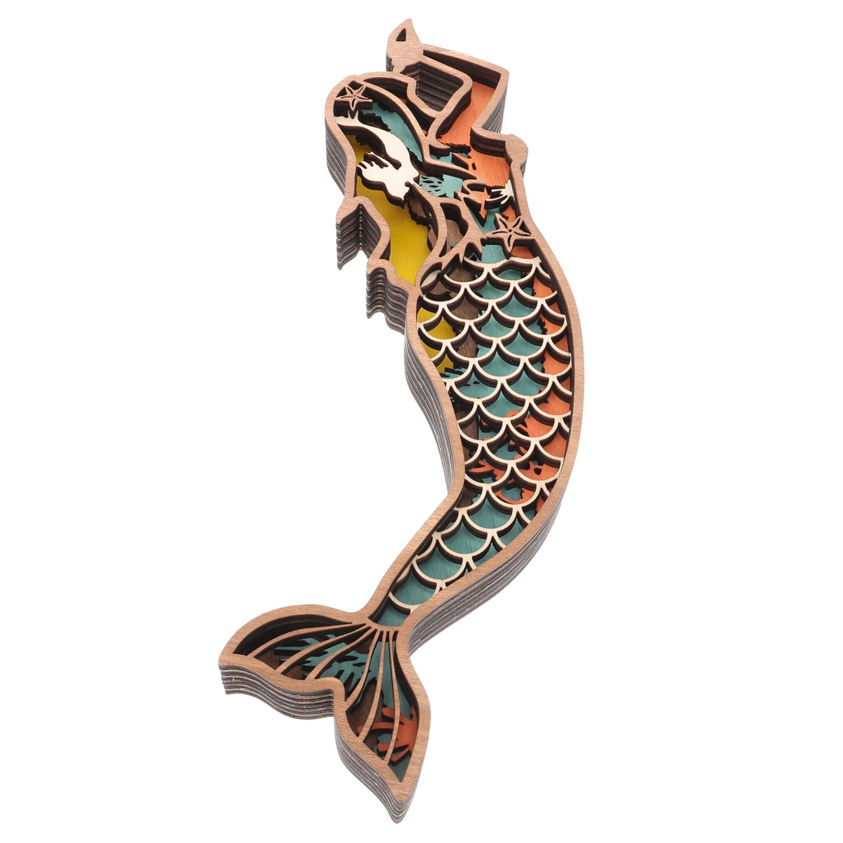 金属製 魚と人物の彫刻 Amazon.co.jp: Abaodam 人魚 木製 置物 立体 彫刻 木 人魚