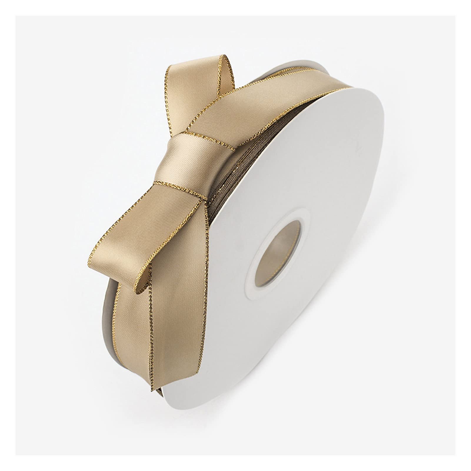 Cinta, 90 m/rollo de cinta de raso con costura dorada, cinta decorativa for envolver regalos, lazos for el cabello, adornos, costura y otros proyectos de manualidades(Champagne Gold,22mm)