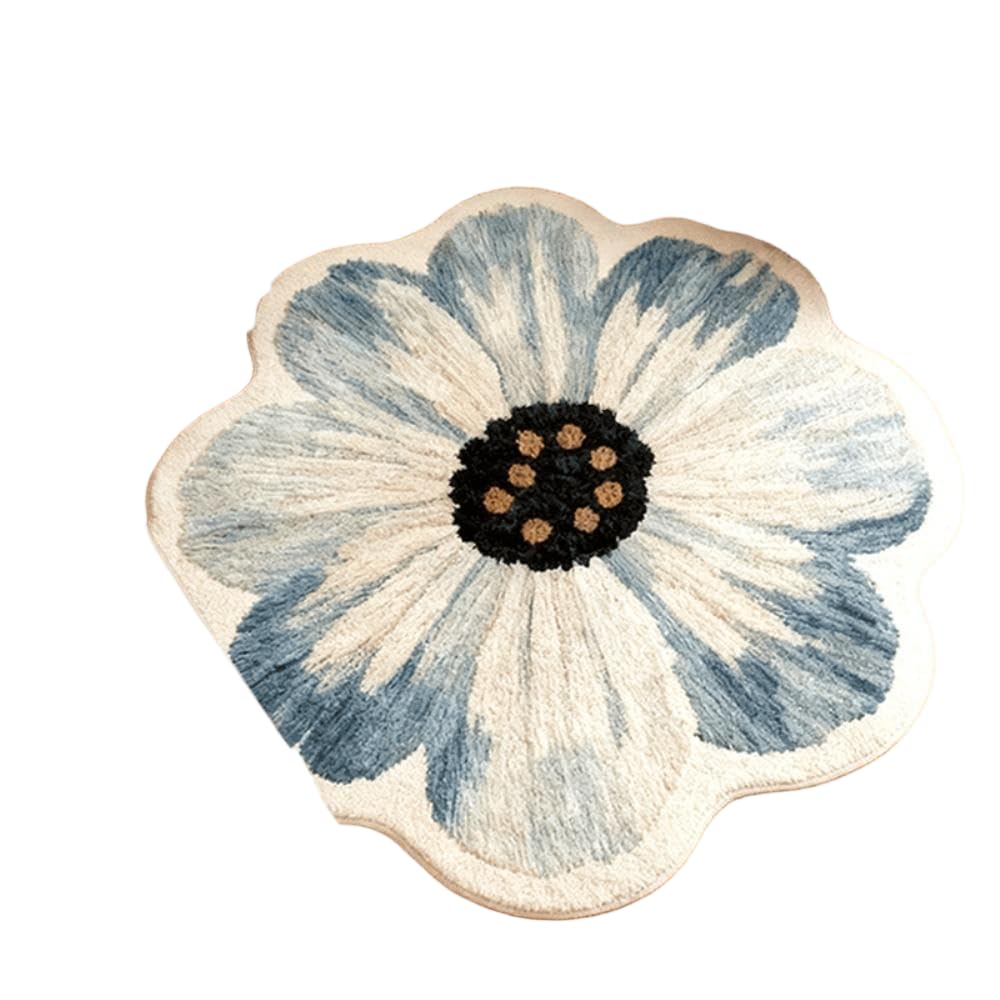Tapis en forme de fleur lavable pour chambre d'enfant et salon tapis doux en peluche