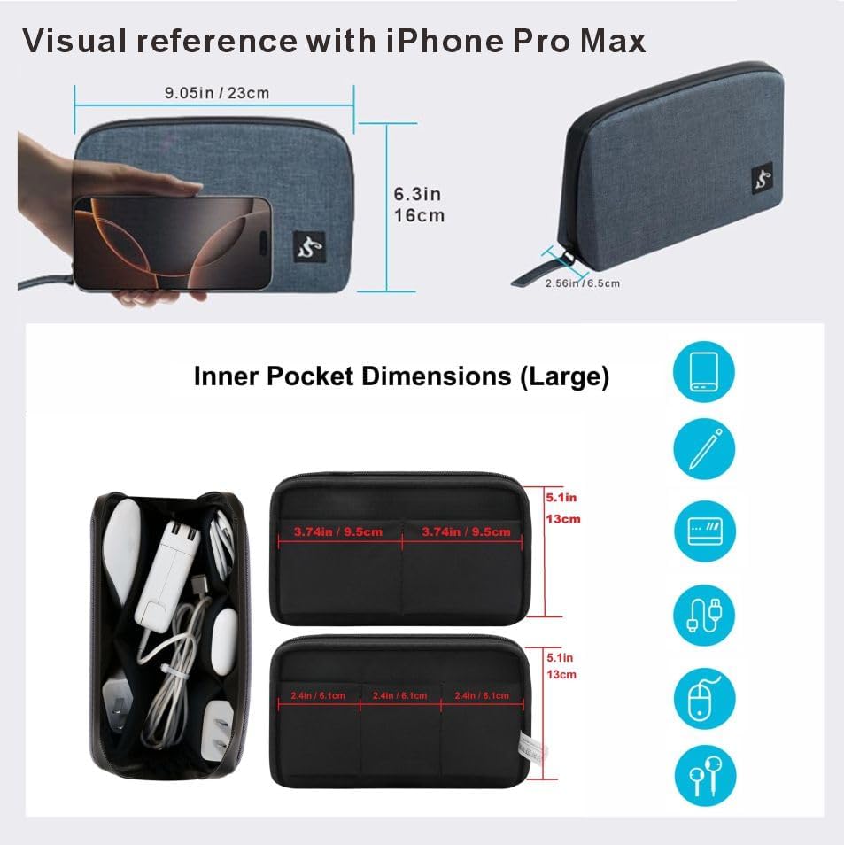 Miniatura 3 de Estuche organizador electrónico de viaje, bolsa impermeable para cables, cargador, disco duro, banco de energía, pequeño almacenamiento tecnológico