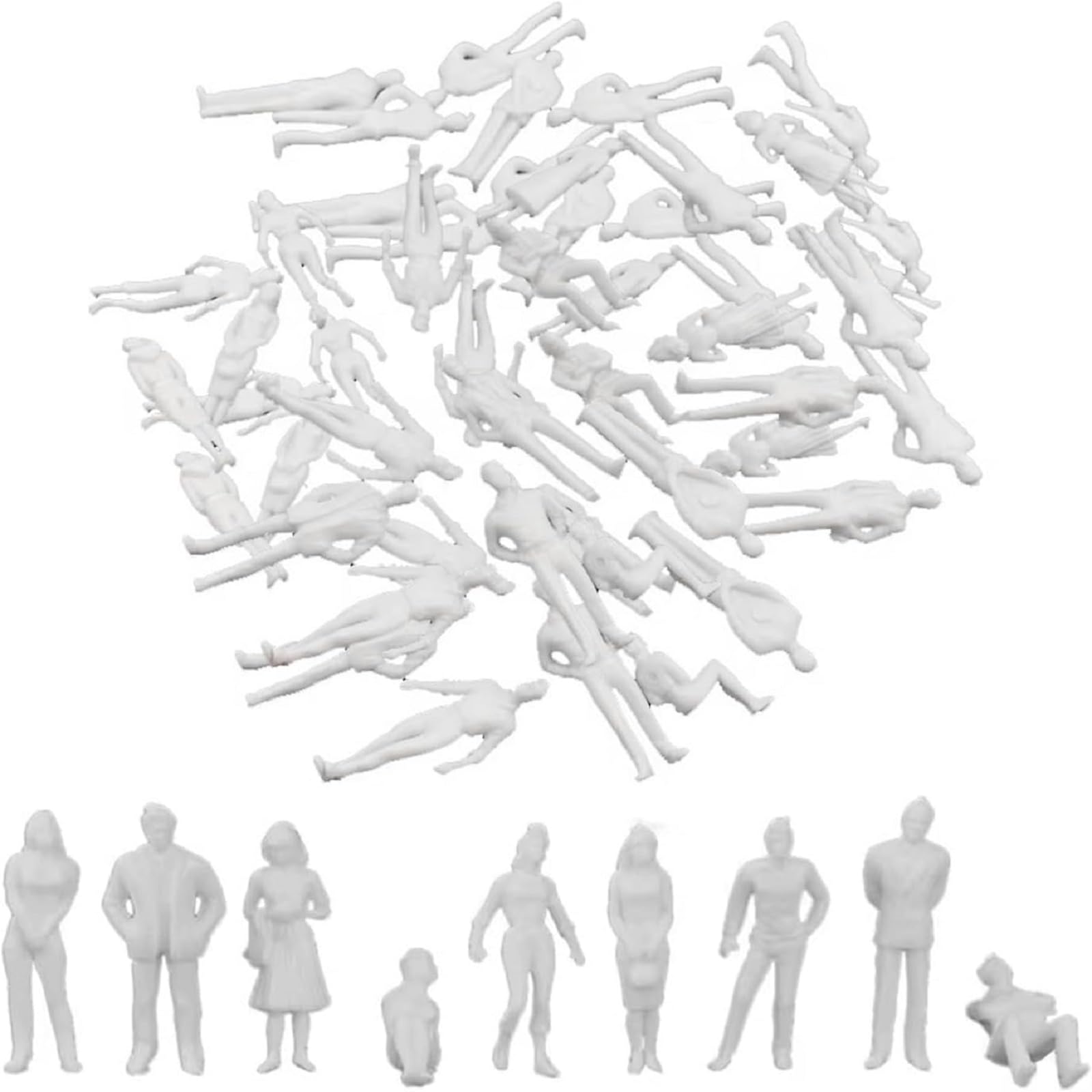 Model Figure Di Persone Non Dipinte Scala 1:100,Figure Di Persone In Miniatura,Personaggi In Miniatura Per Modellismo,Figure Di Persone In Plastico Non Verniciato,Per Scene In Miniatura,100 Pezzi - Foto 3