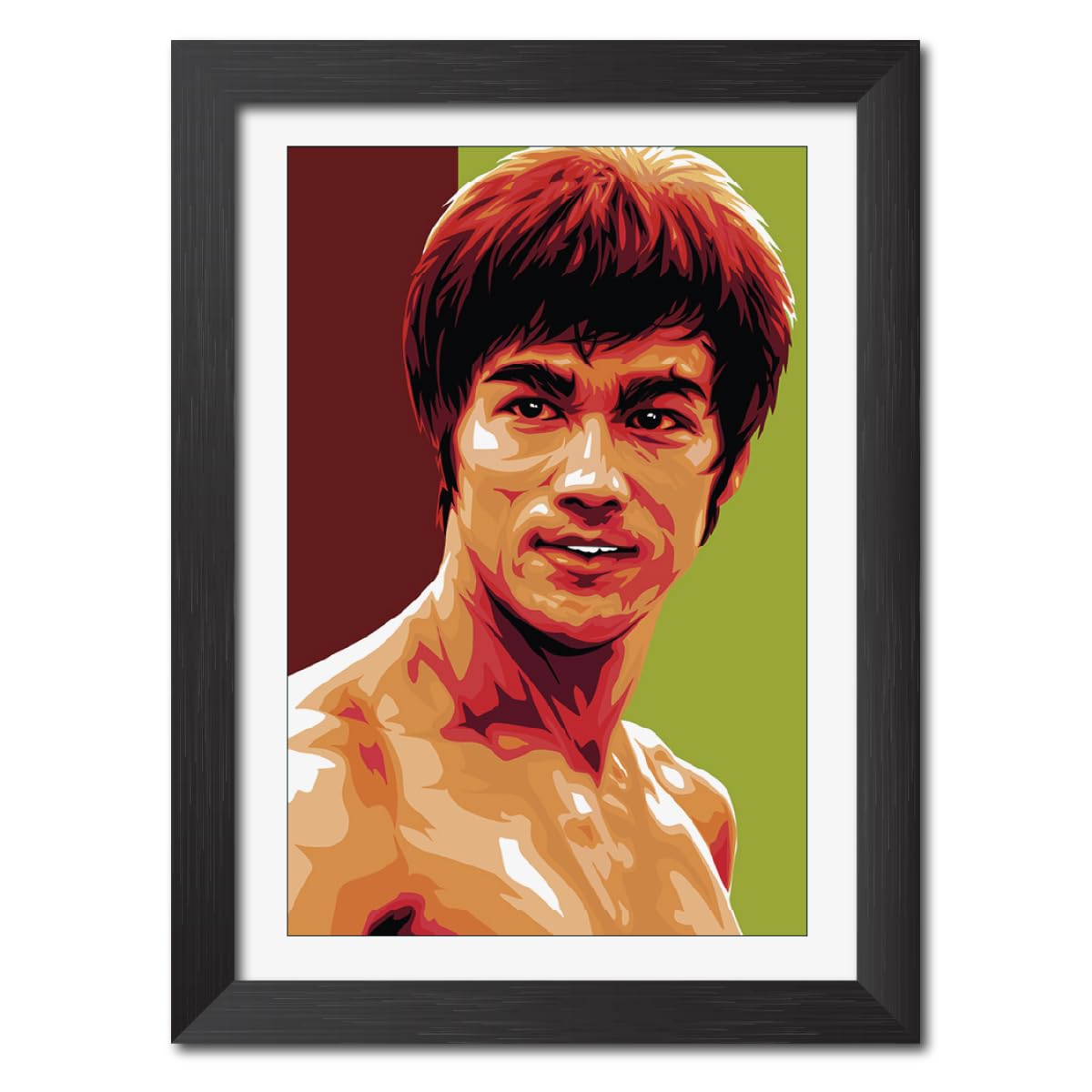 TenorArts Bruce Lee Photo Frames Laminated Poster Framed Paintings with Matt Finish Black Textures (12 inches x 9inches)