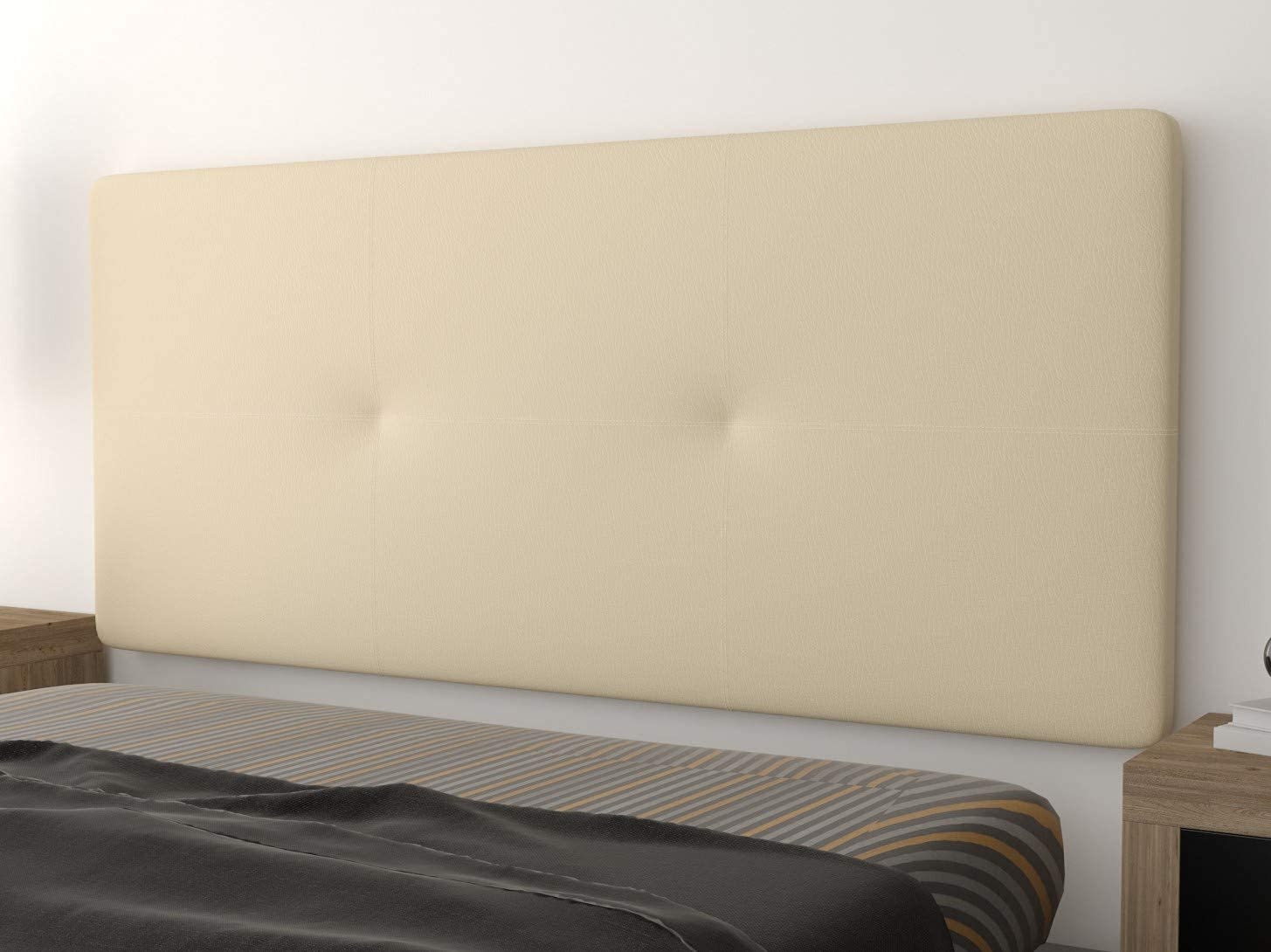 LA WEB DEL COLCHON Cabezal Cama Andrea Tapizado Acolchado 8 cm con Fijación a Pared – Cabecero de Cama Suave y Elegante – Cama de 80 (90 x 70 cms) Blanco Polipiel – Cabeceros Acolchados — view 24