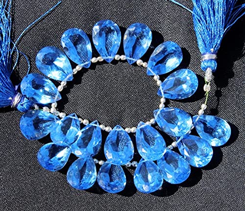 Quartz bleu facetté briolette poire 15x10mm de qualité supérieure pour bijoux éclatants