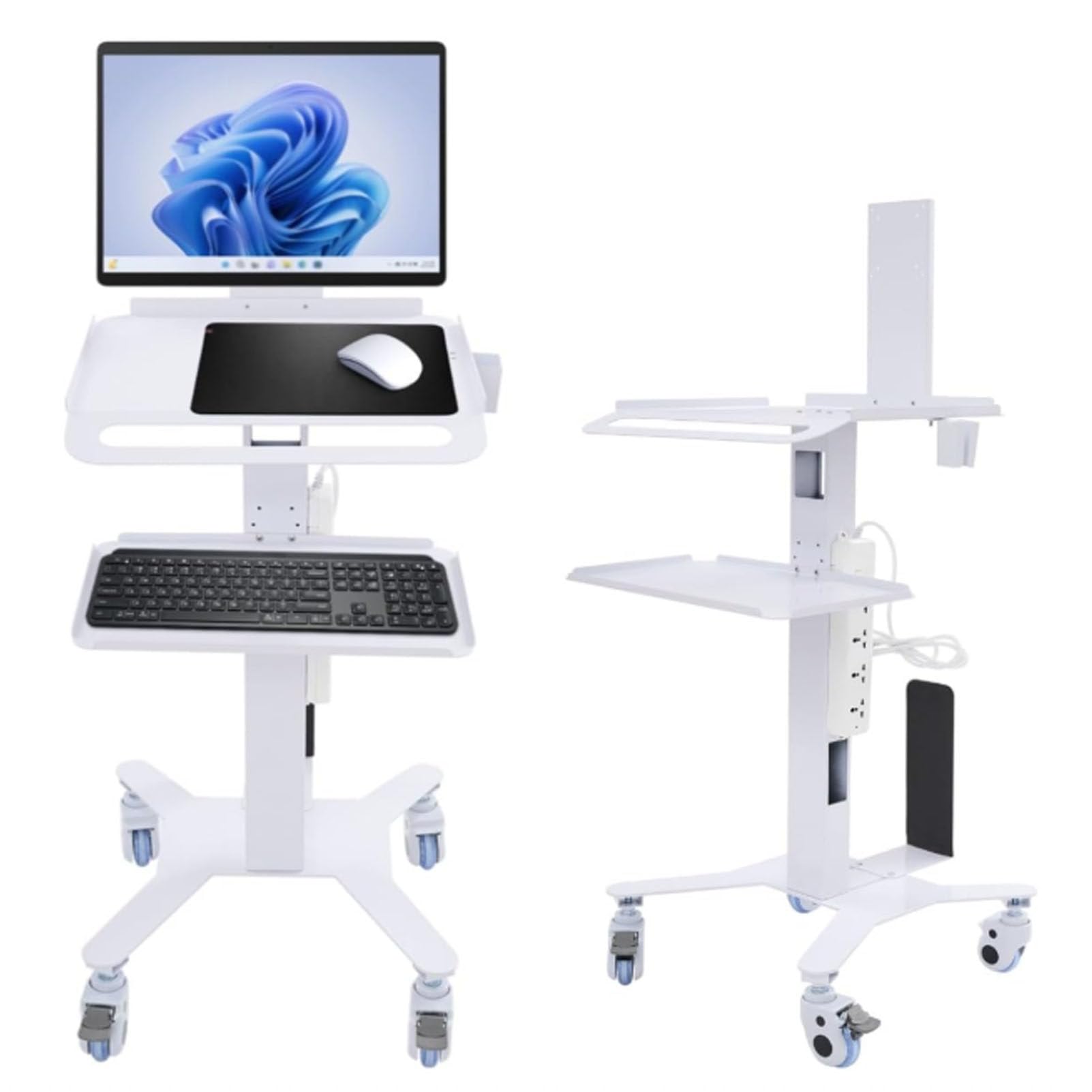 Chariot de travail mobile pour ordinateur portable médical avec roulettes, chariot de laboratoire roulant avec support pour scanner, bureau informatique mobile robuste pour cliniques dentaires