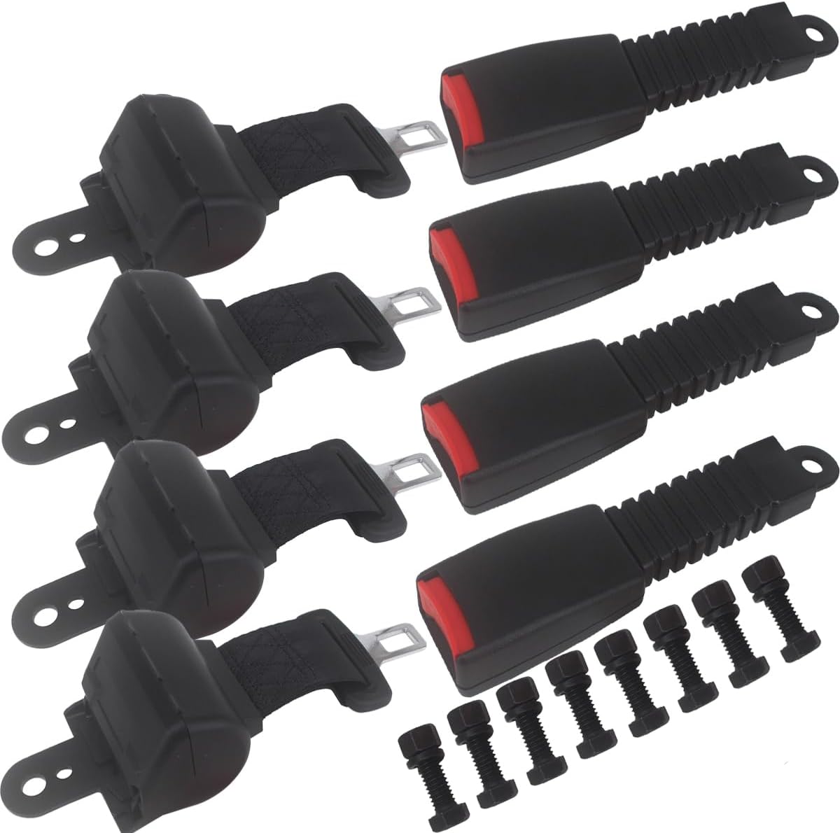 Golf Cart Seat Belts Kit, Universal Retractable Front Rear Golf Cart Seat Belt Kit Compatible with EZGO, Club Car, Yamaha,Set of 4